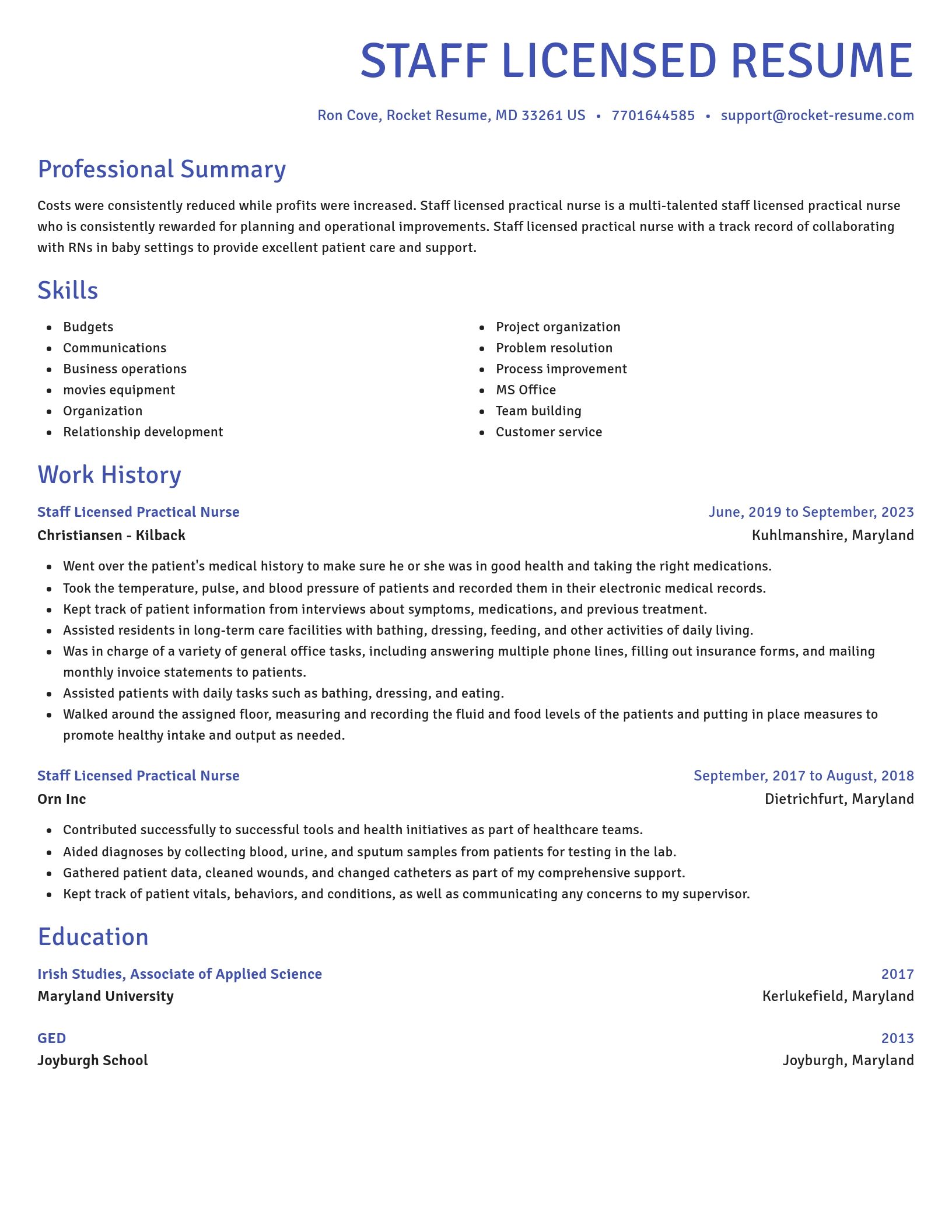 Novel resume template