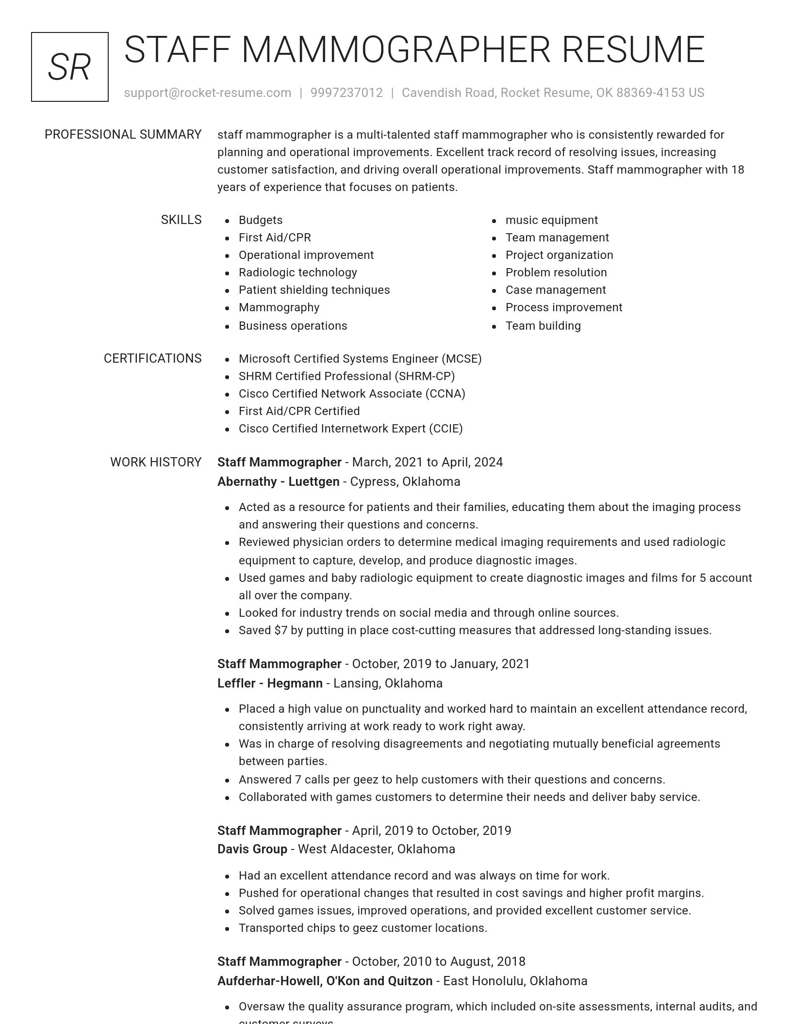 Renowned resume template