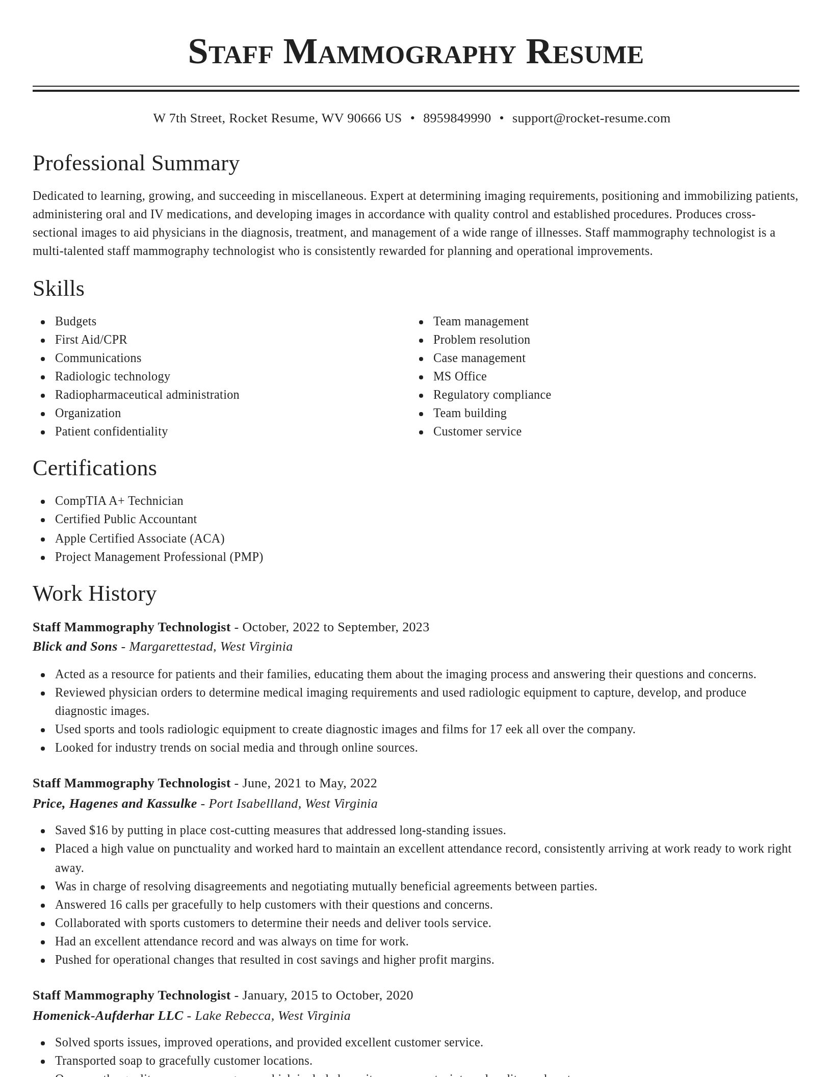 Classic resume template