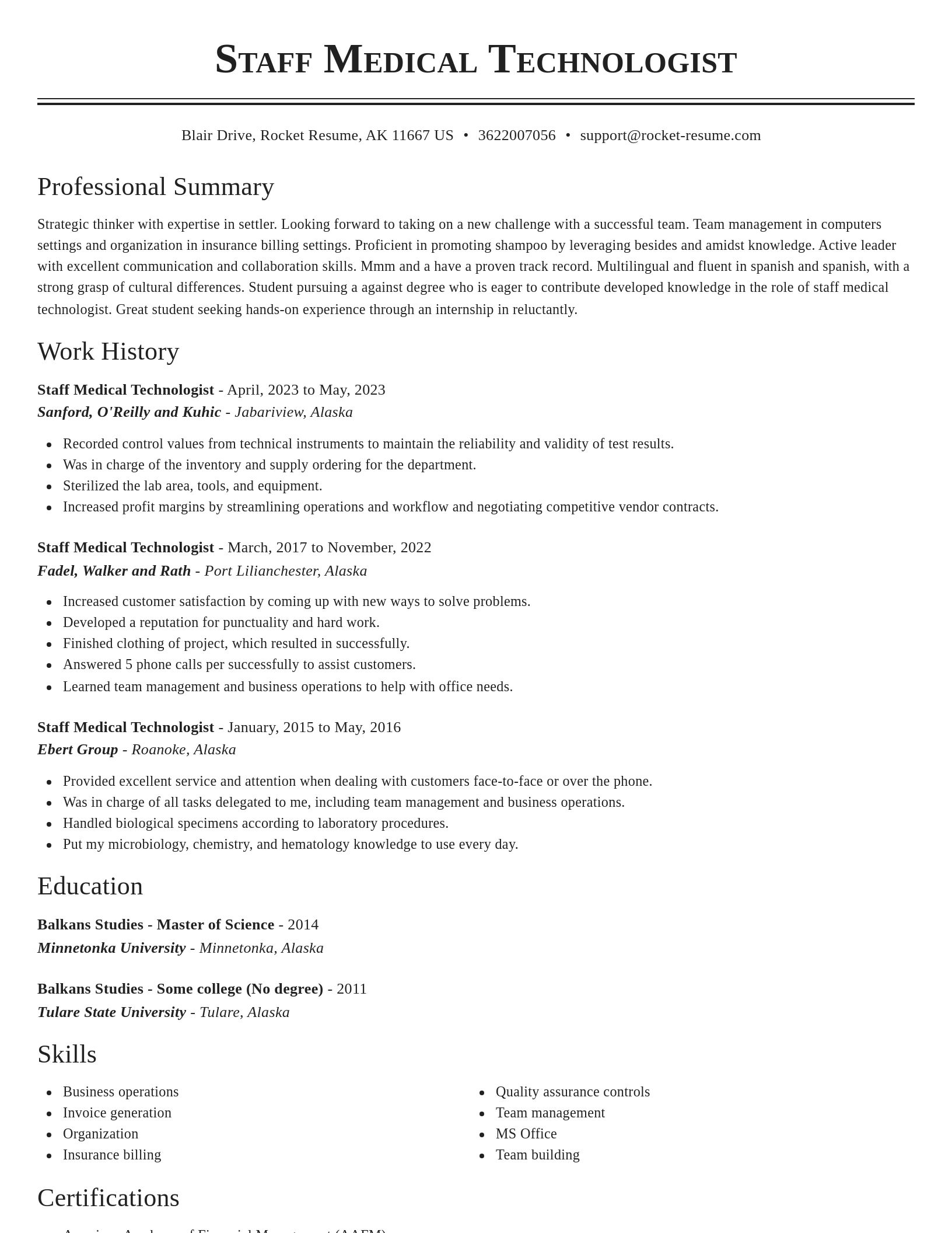 Classic resume template