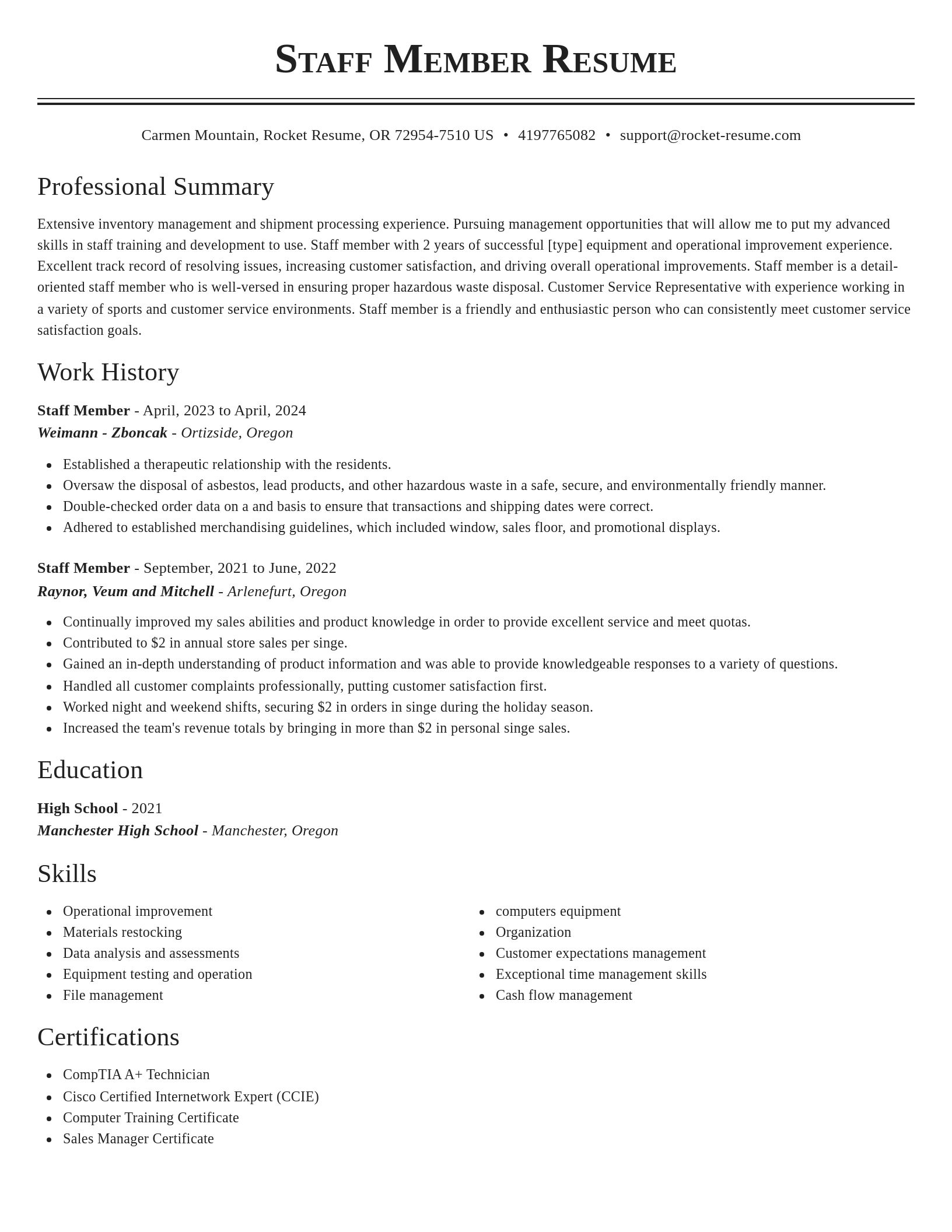 Classic resume template