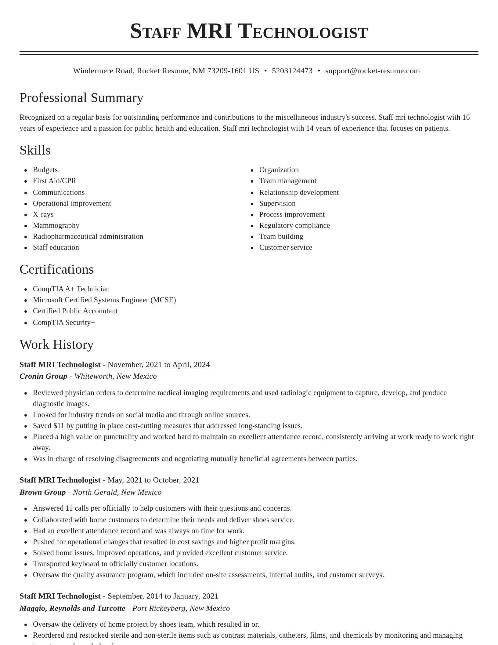 Classic resume template