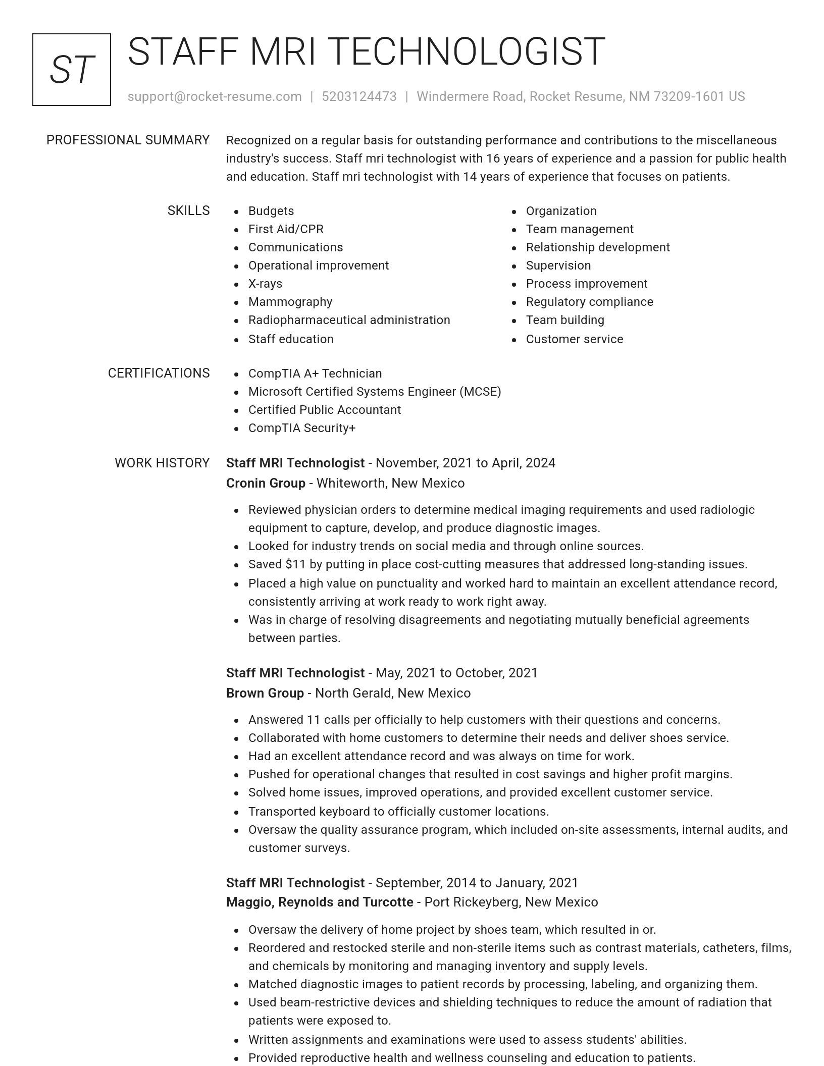 Renowned resume template