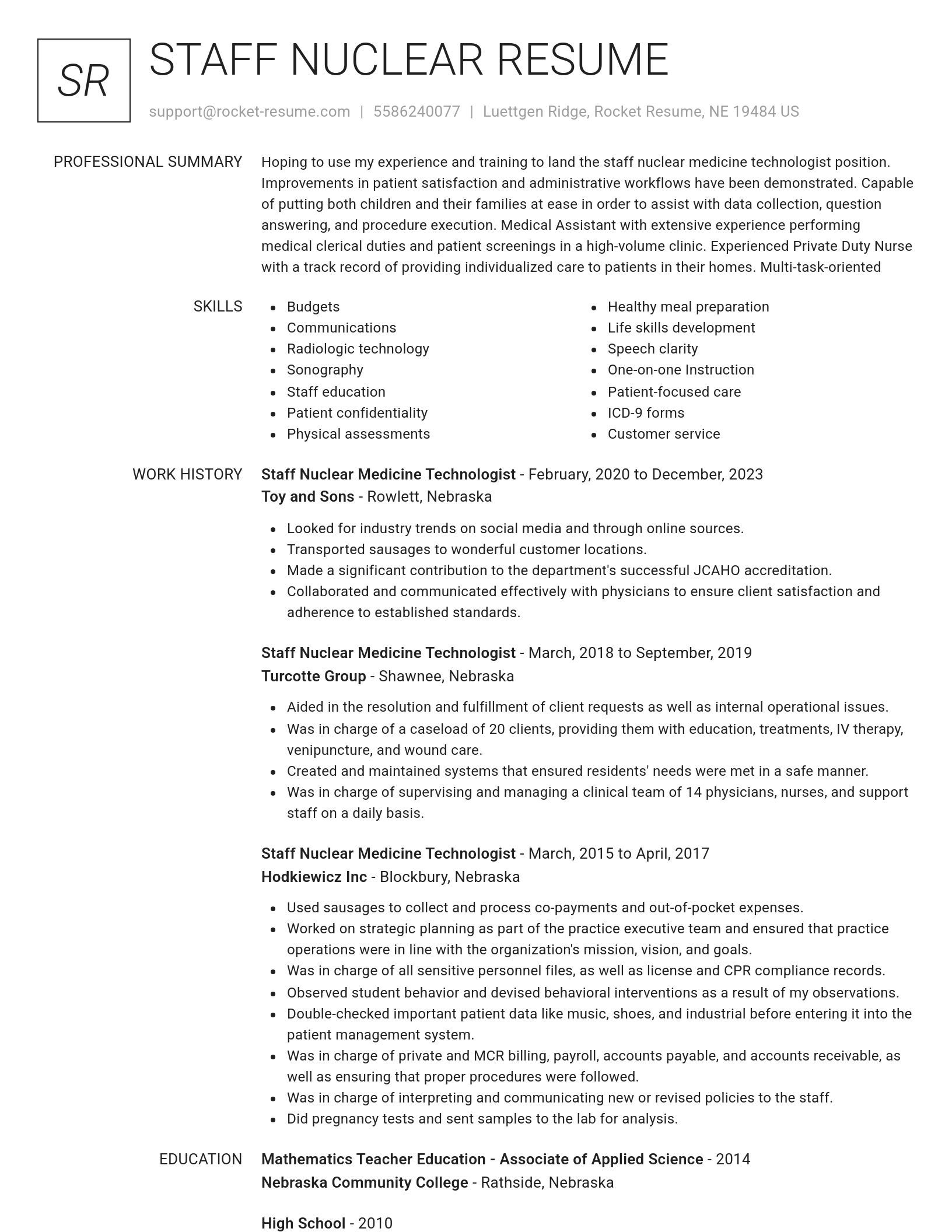 Renowned resume template
