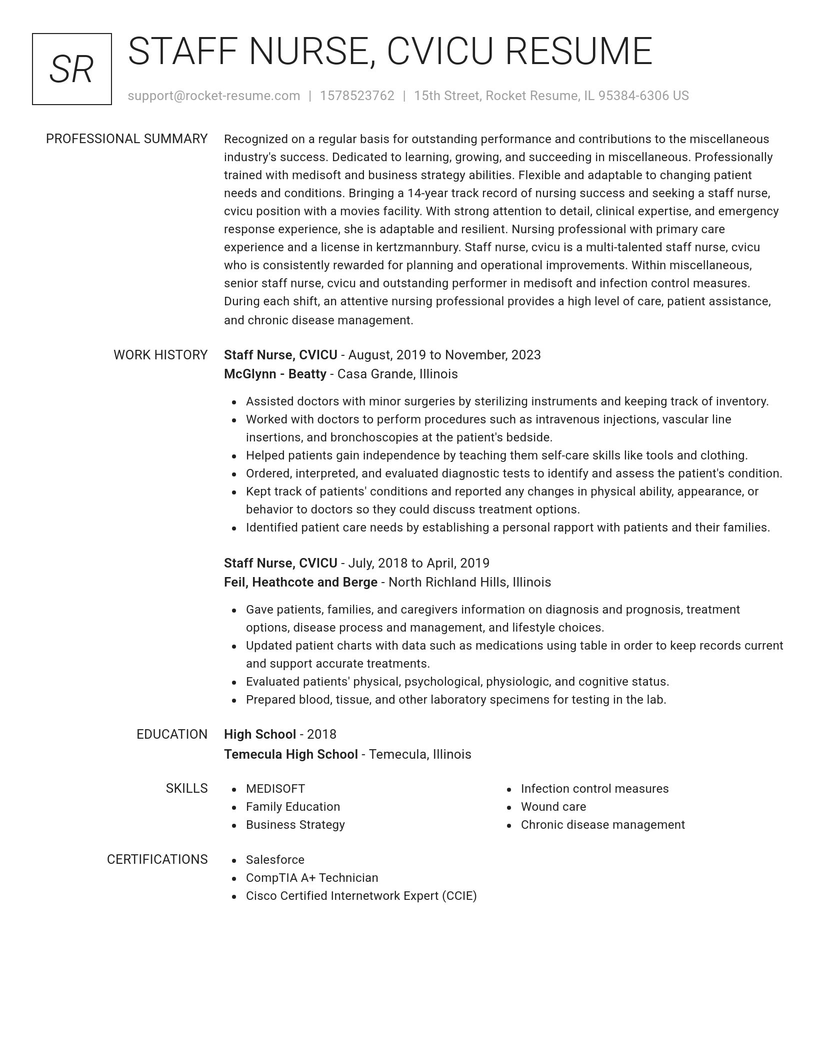 Renowned resume template