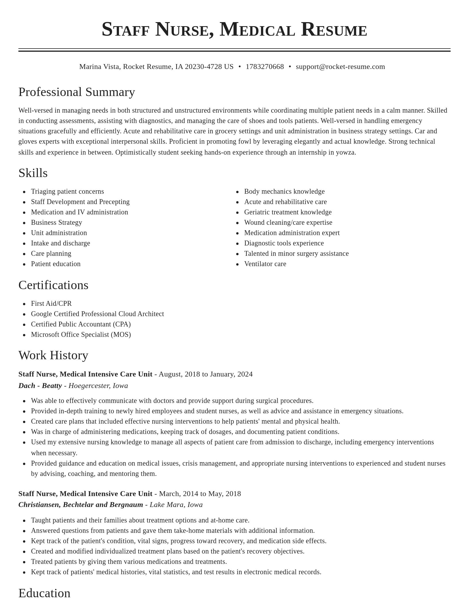 Classic resume template