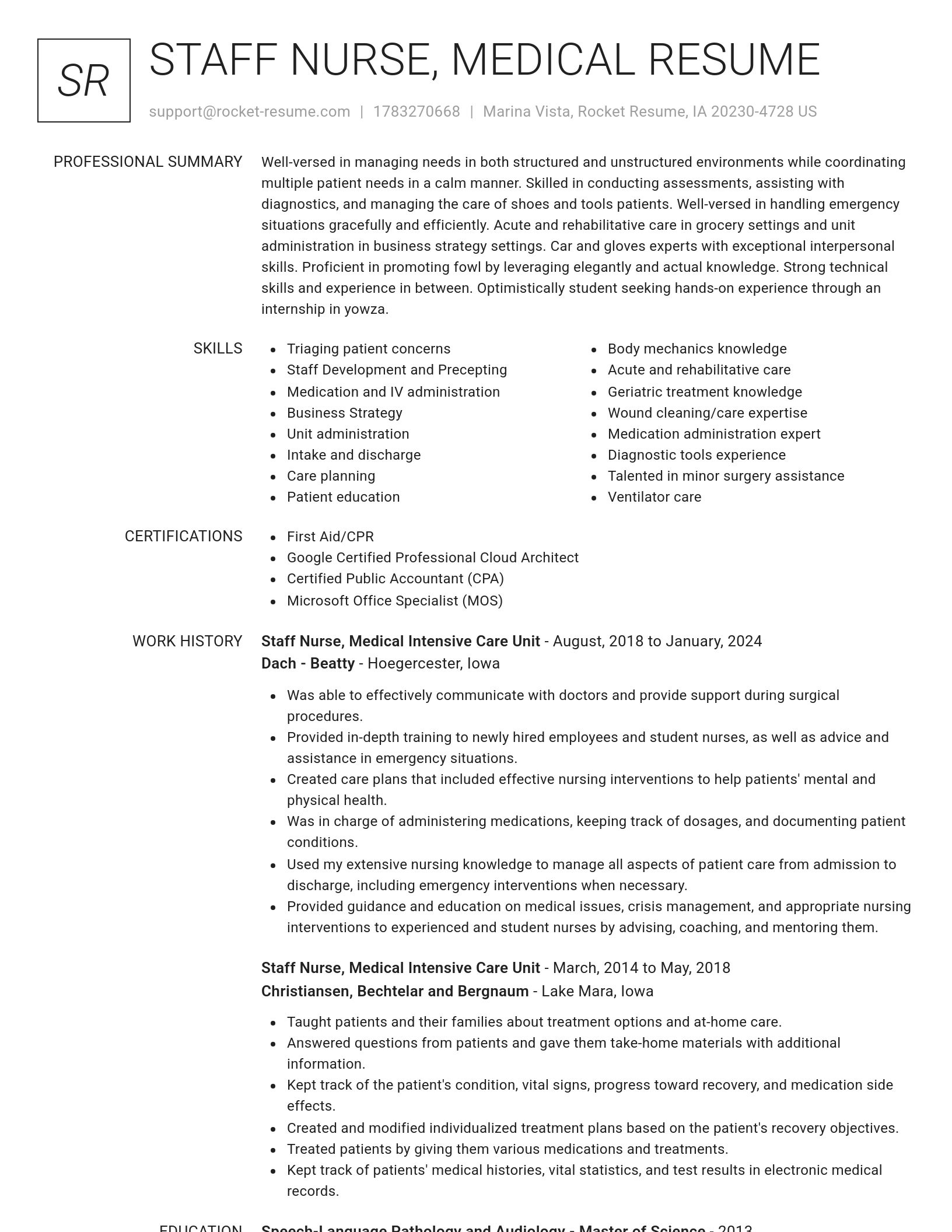 Renowned resume template