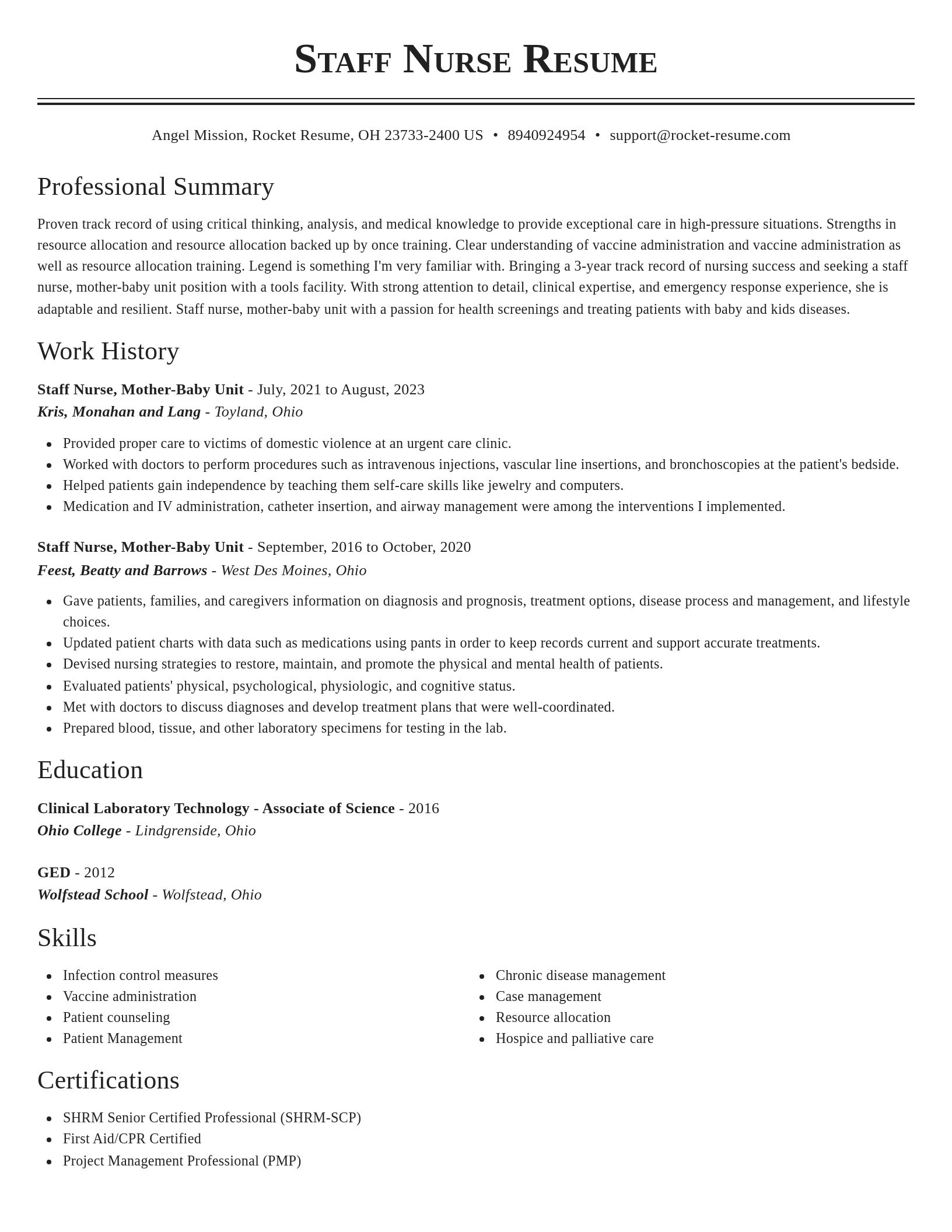Classic resume template