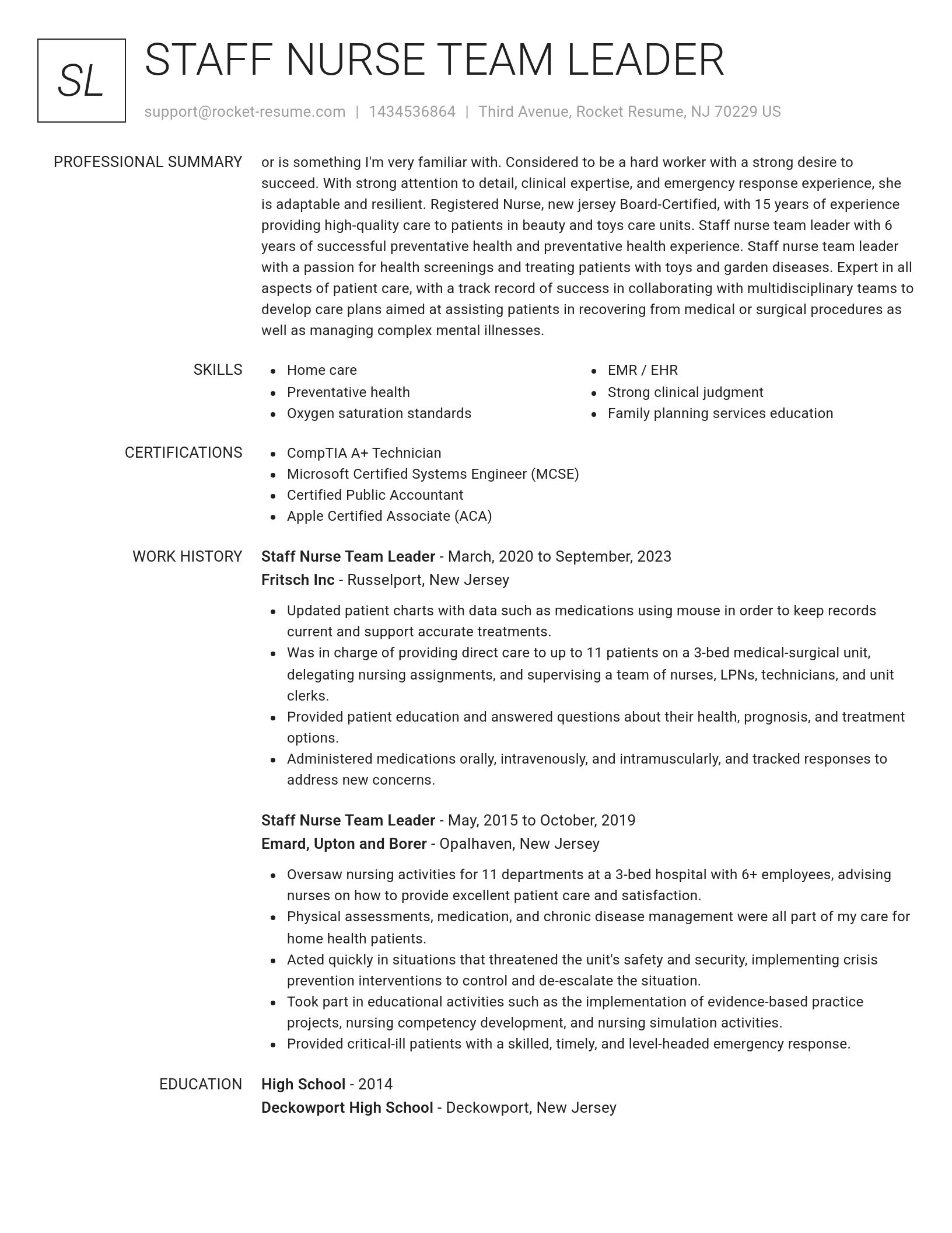 Renowned resume template