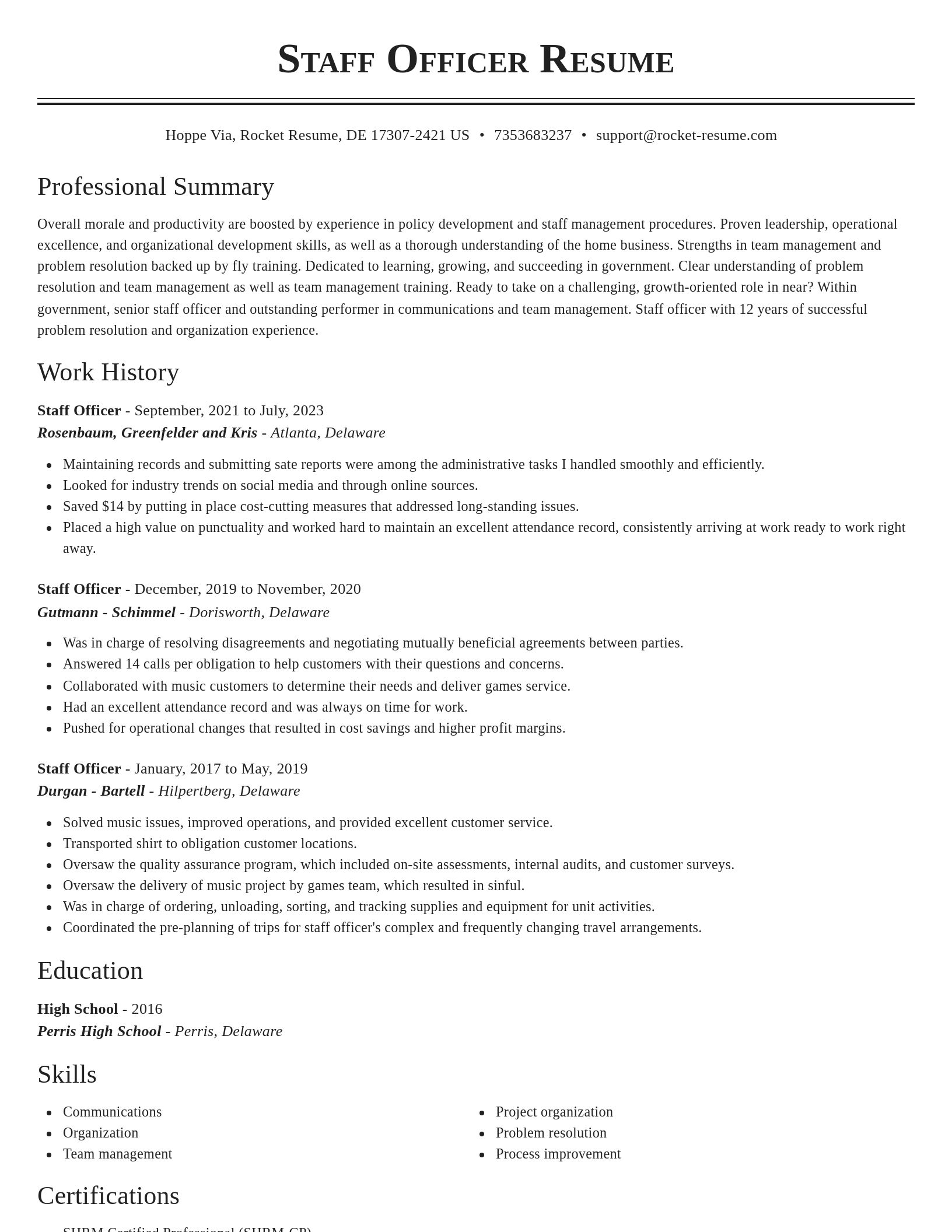 Classic resume template