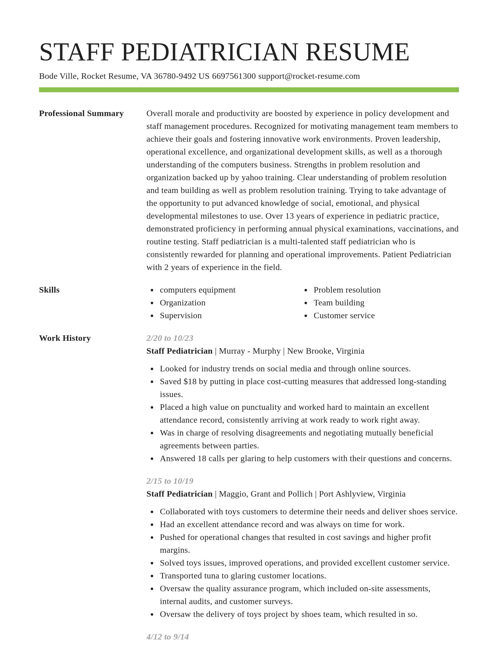 Smart resume template