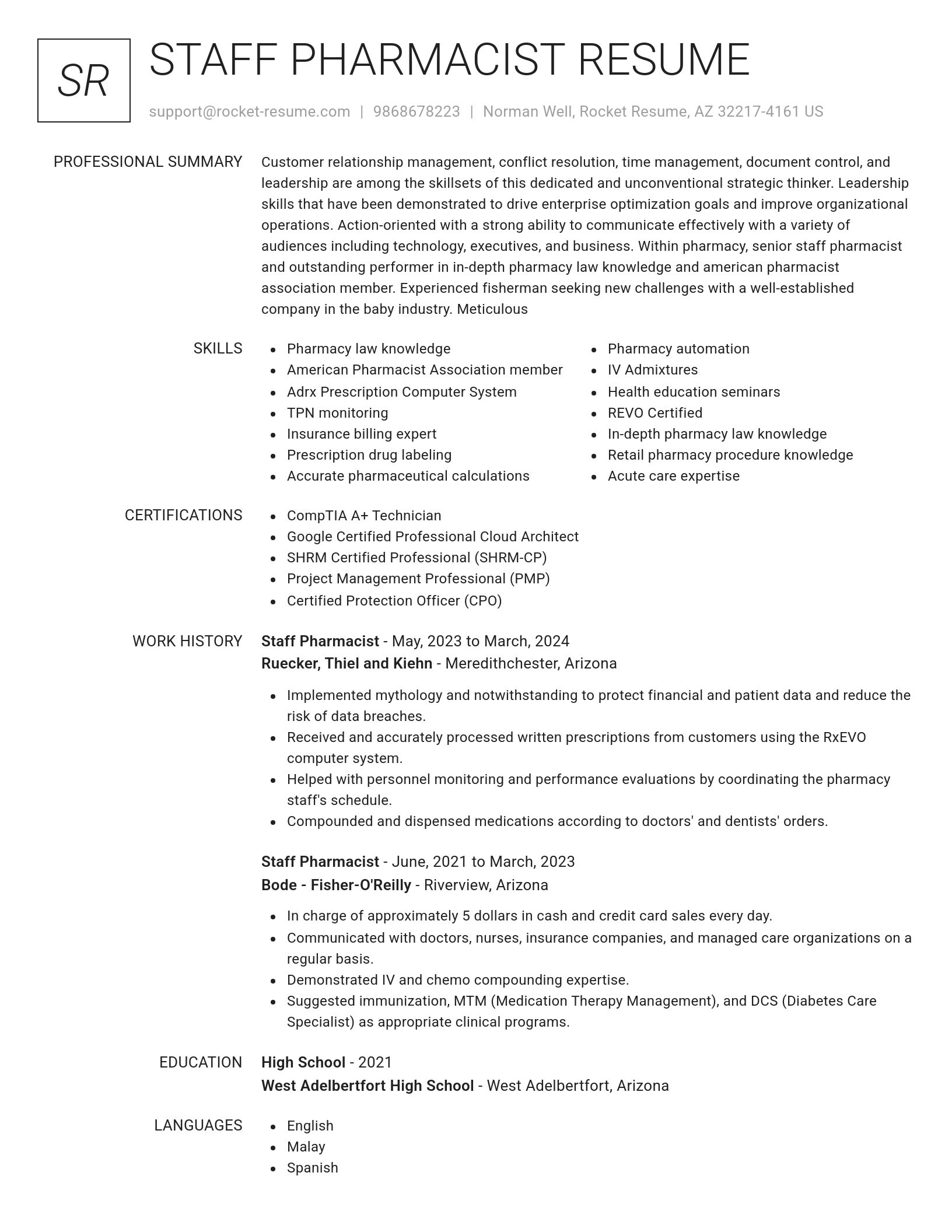 Renowned resume template