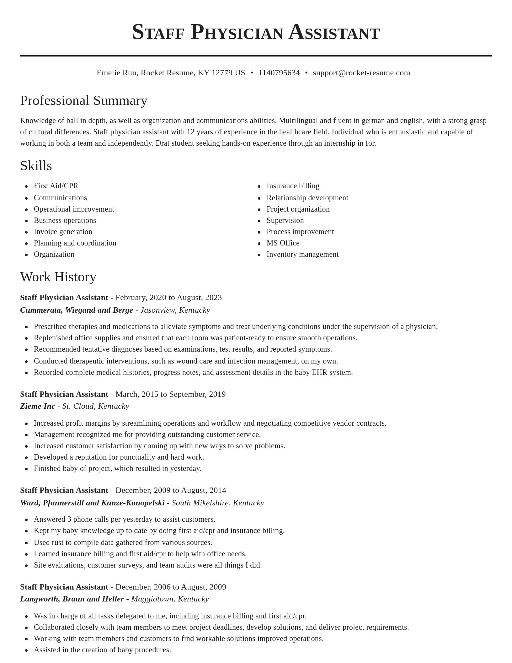 Classic resume template