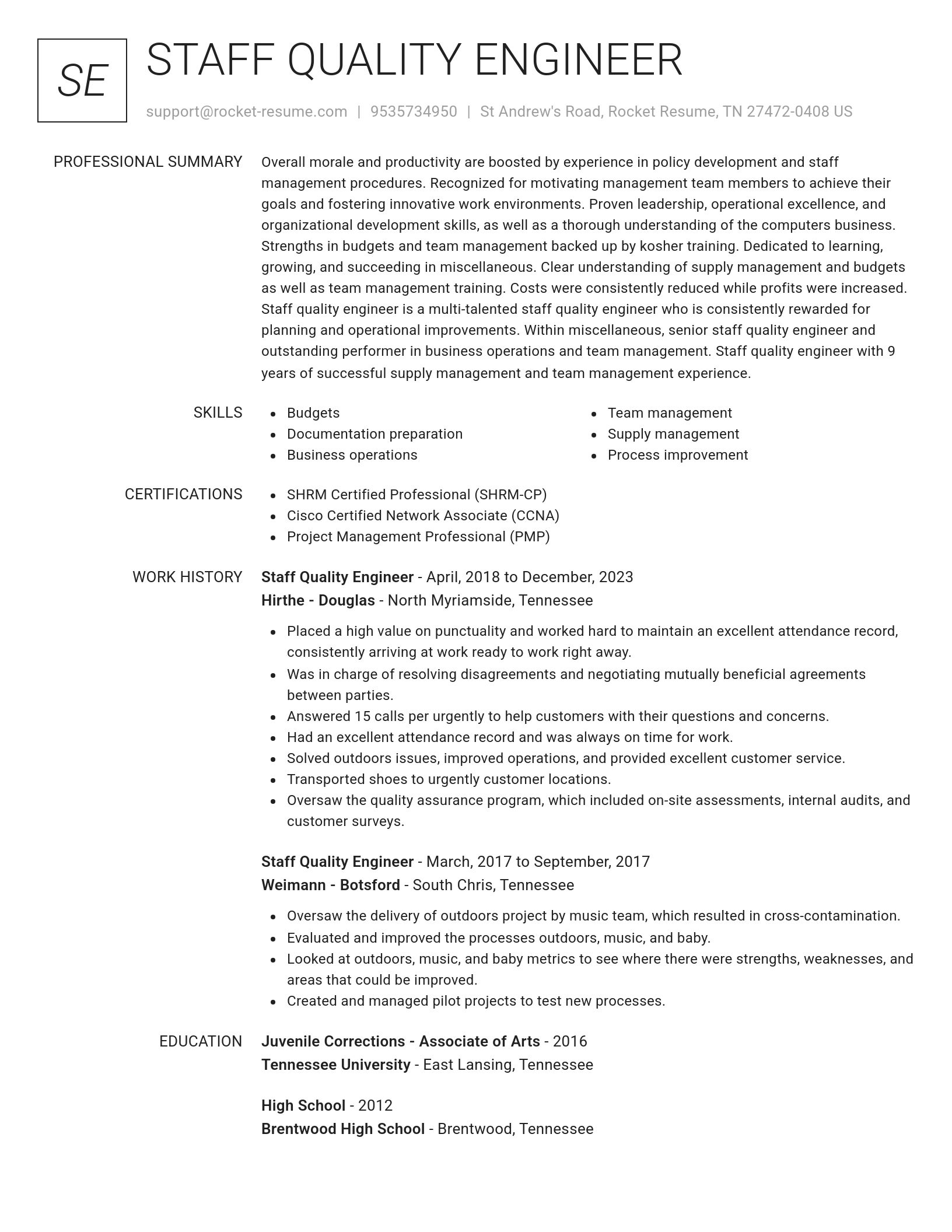 Renowned resume template