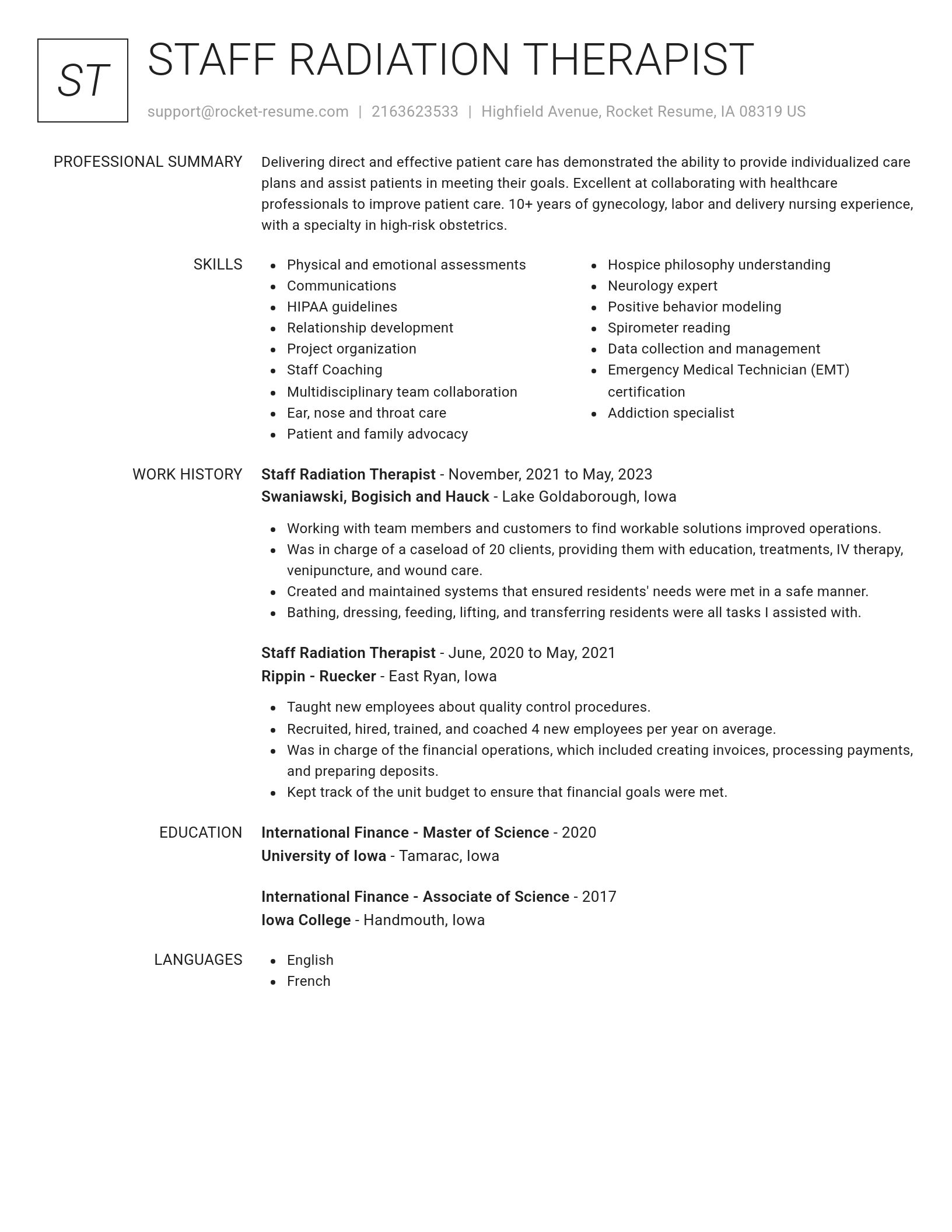 Renowned resume template