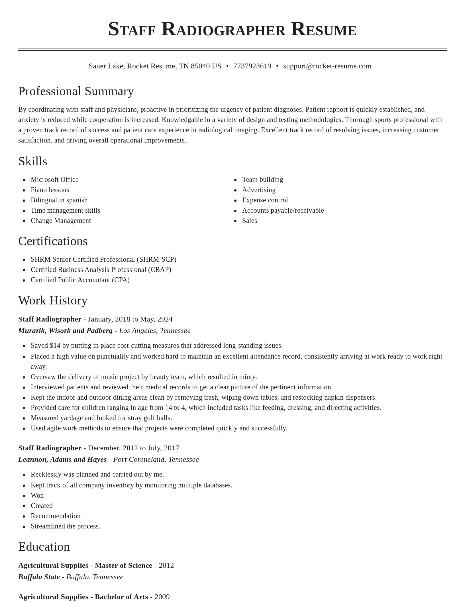 Classic resume template