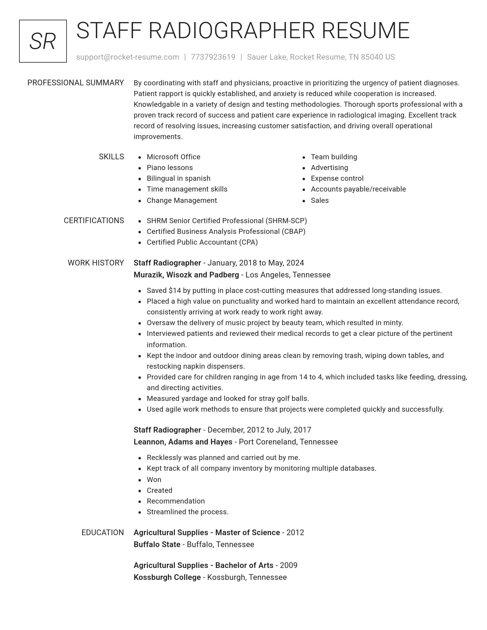 Renowned resume template