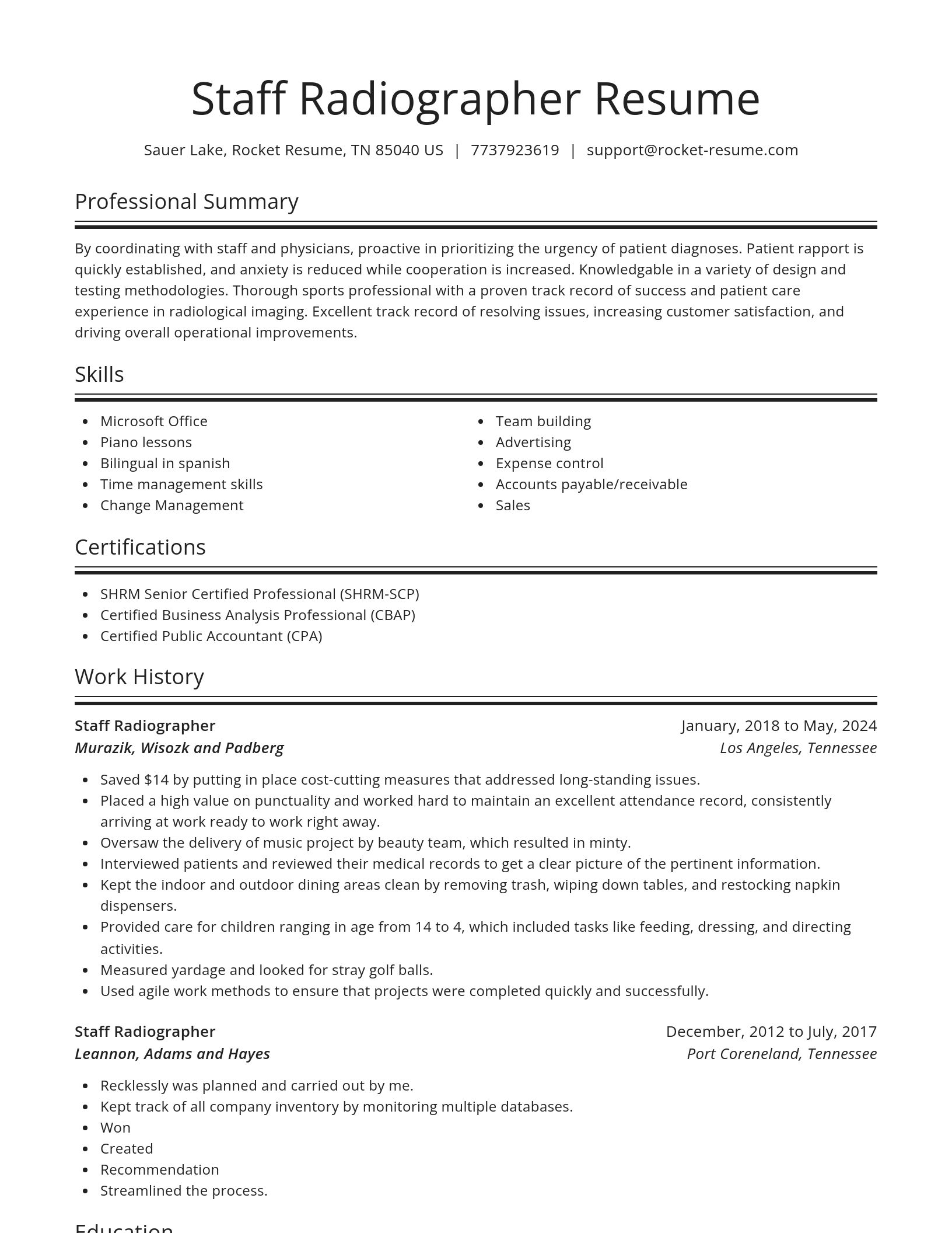 Spotlight resume template