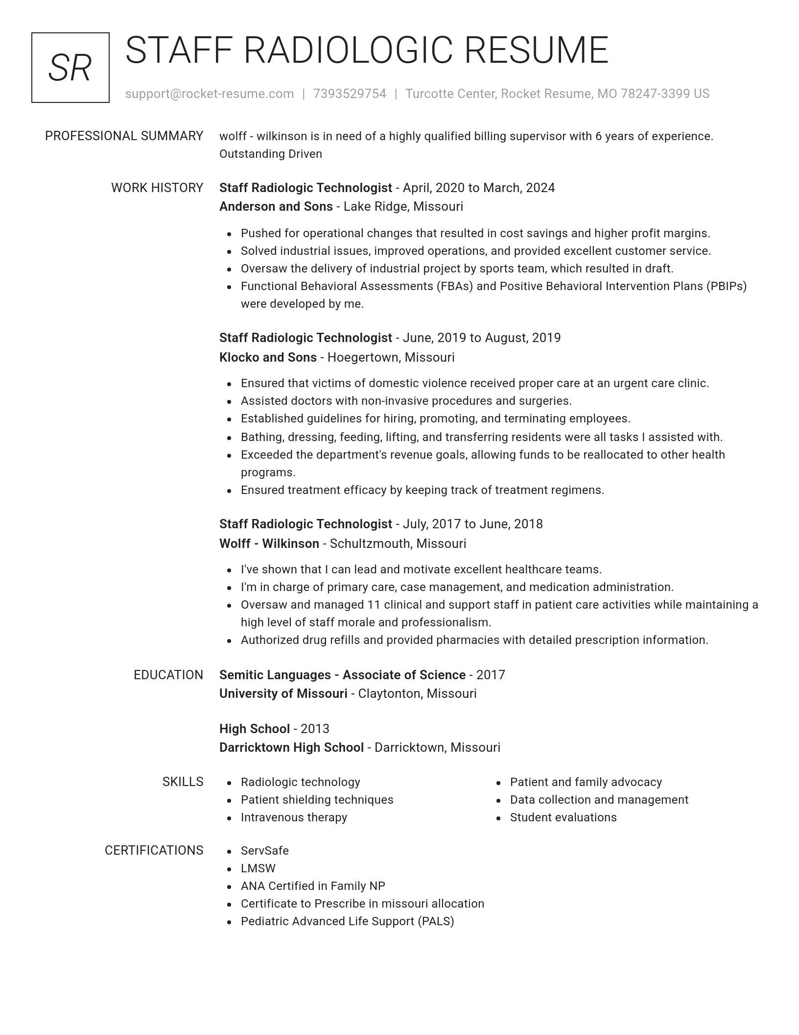 Renowned resume template