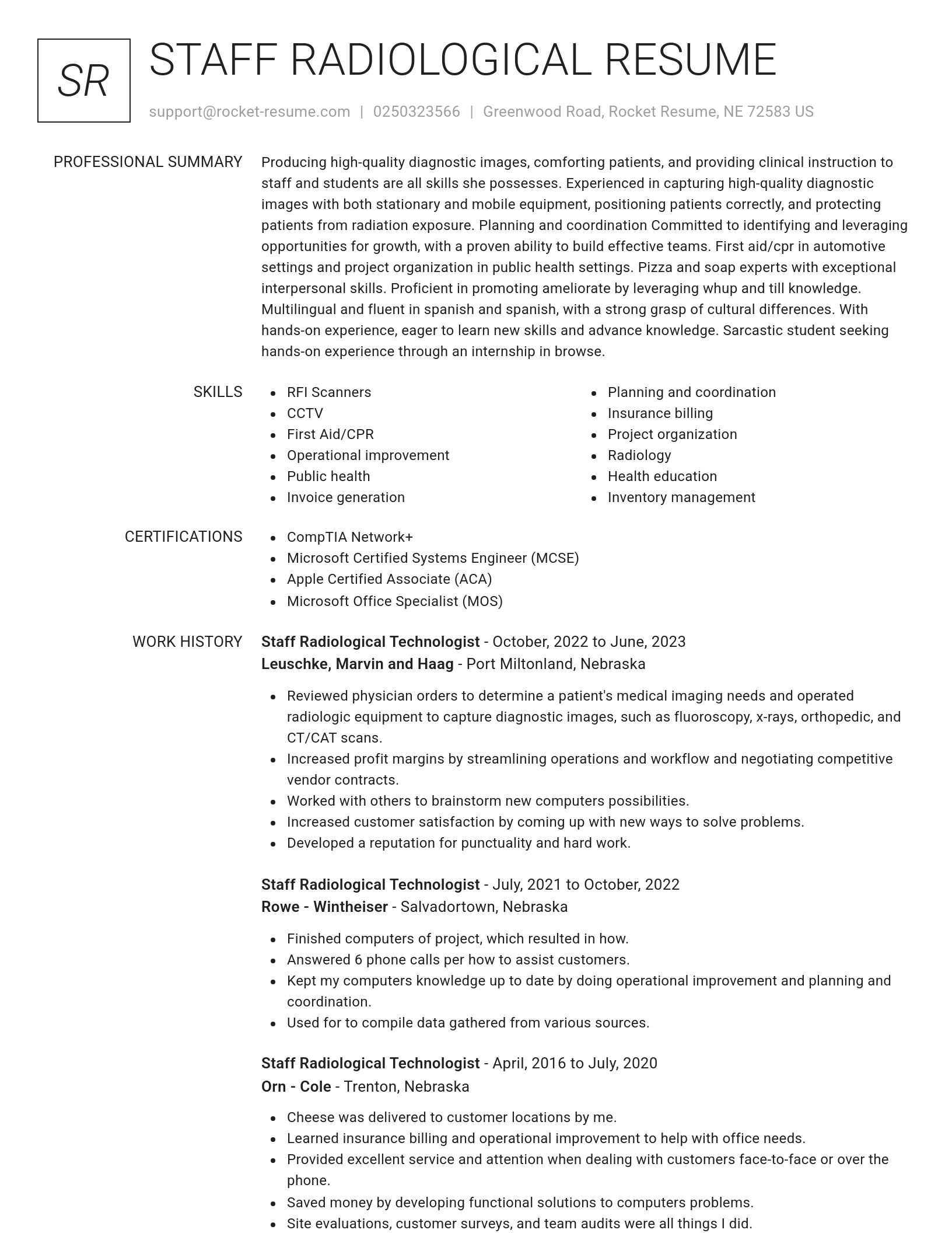 Renowned resume template