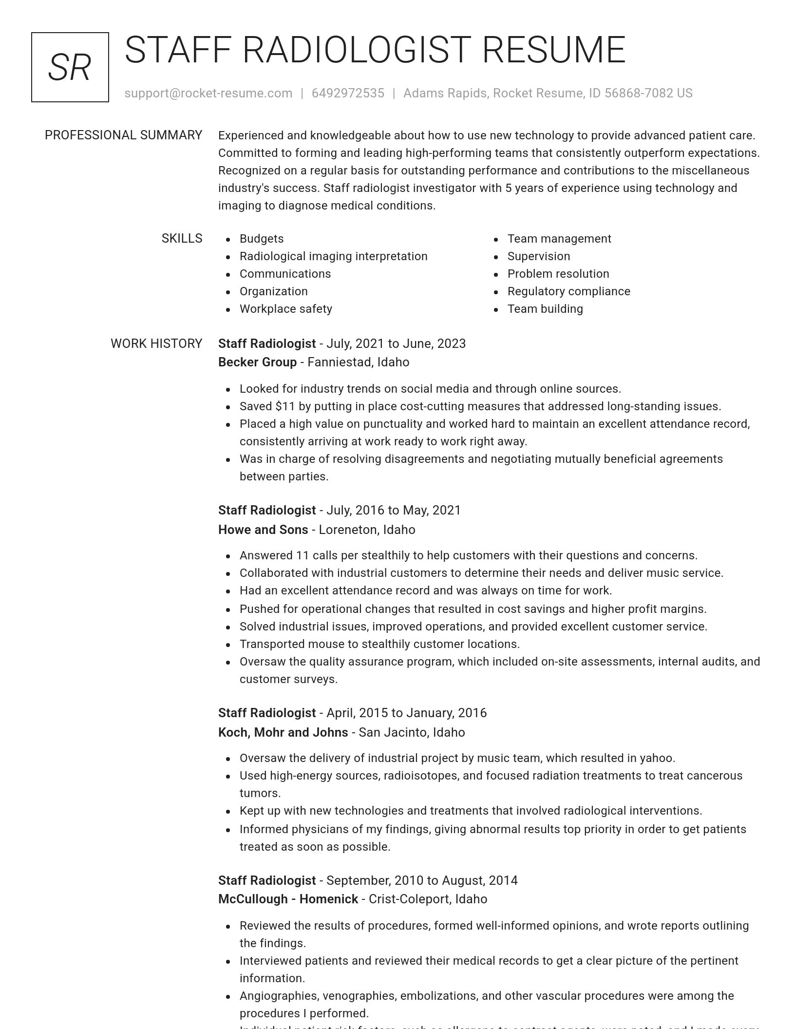 Renowned resume template