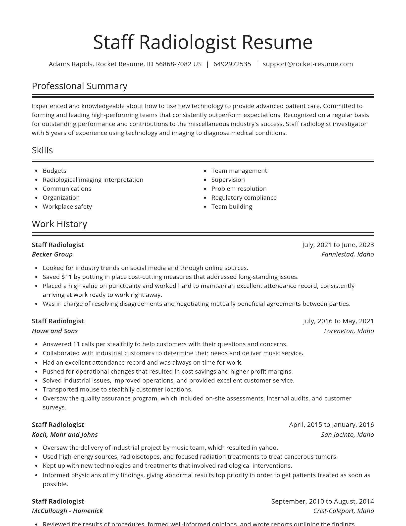 Spotlight resume template