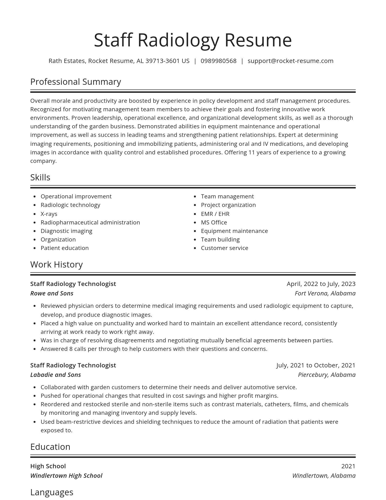 Spotlight resume template