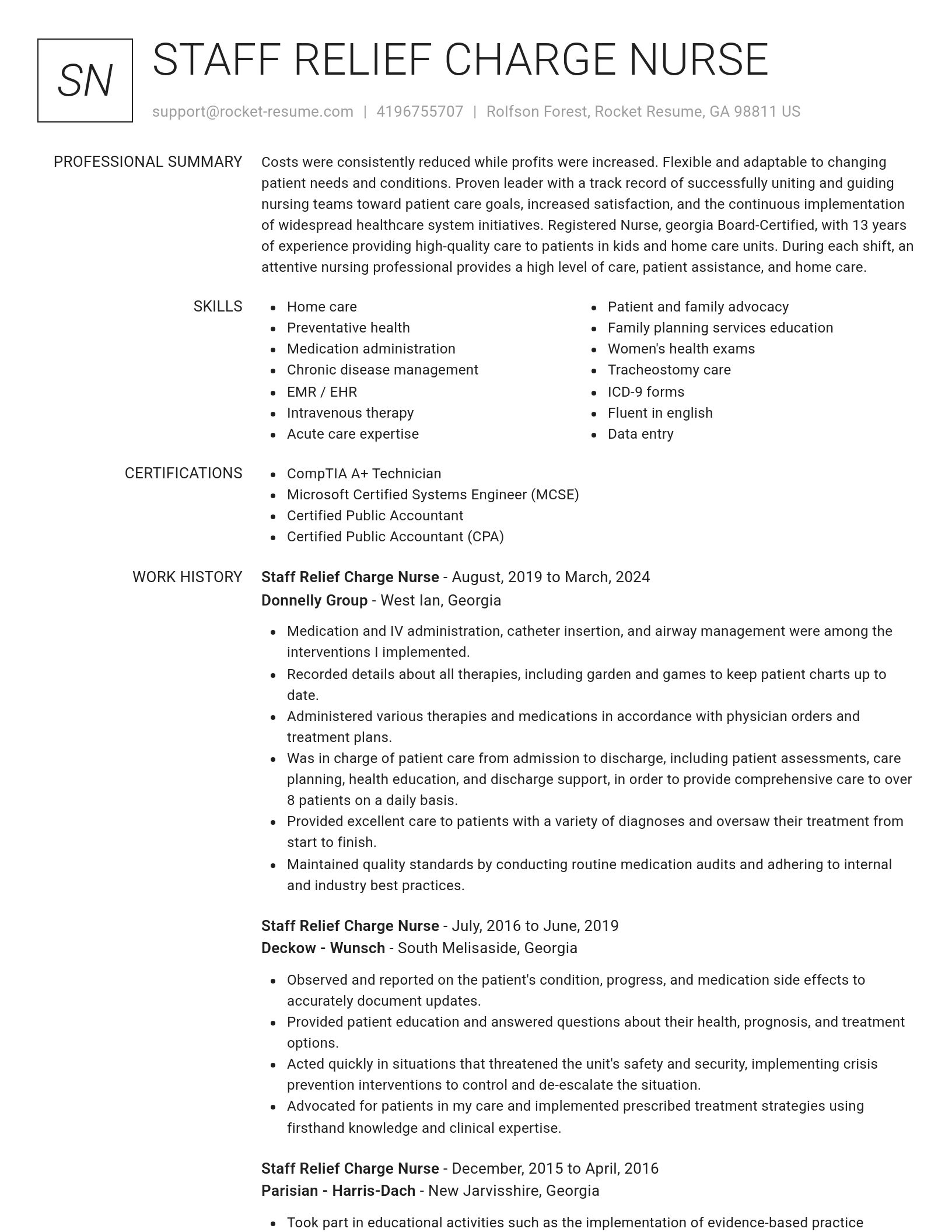 Renowned resume template