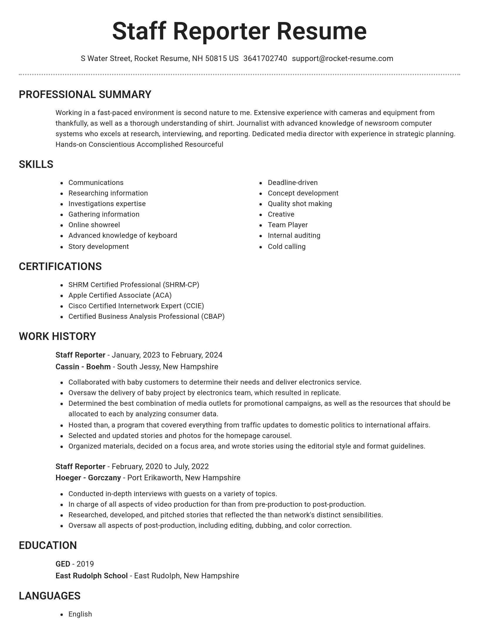 Brilliant resume template
