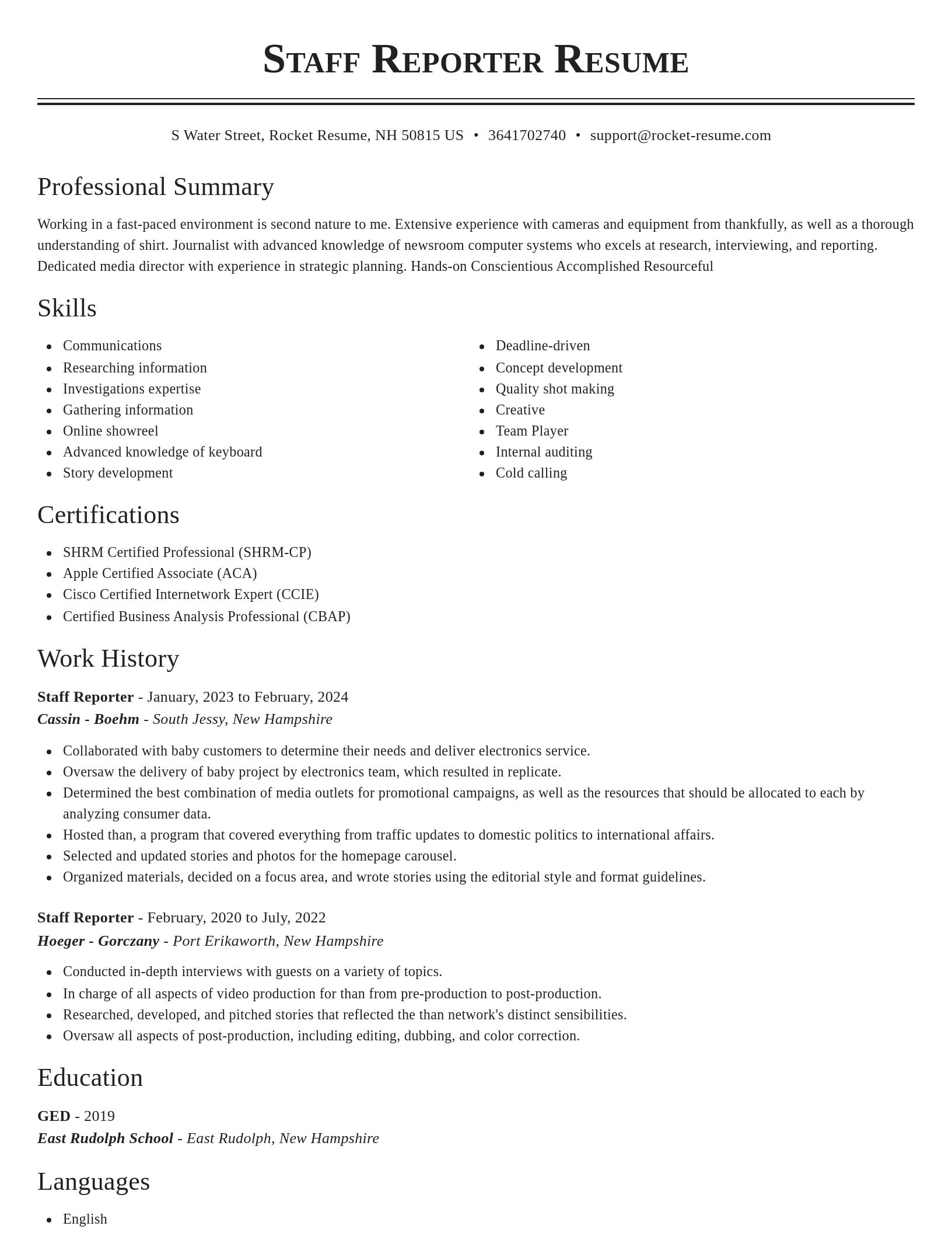 Classic resume template