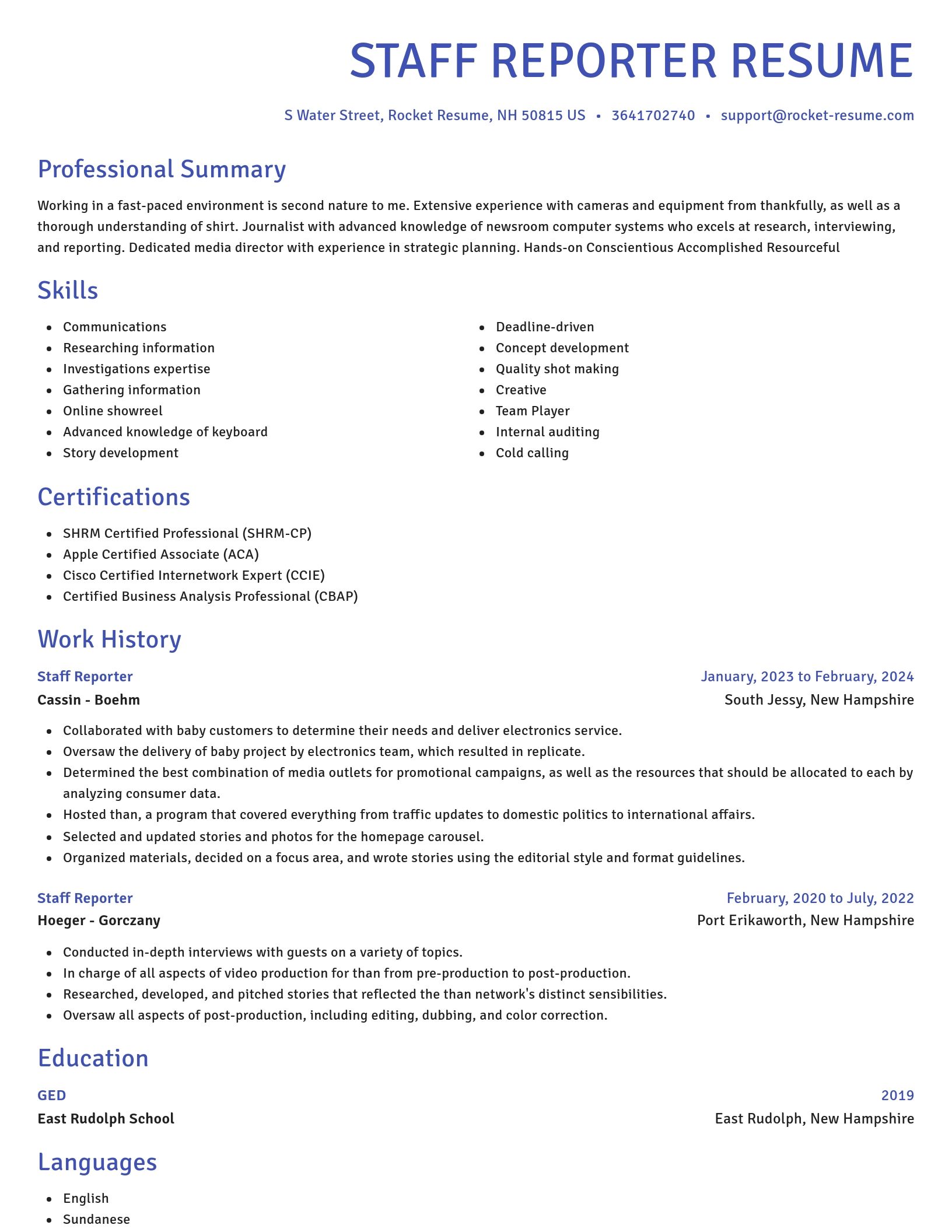 Novel resume template