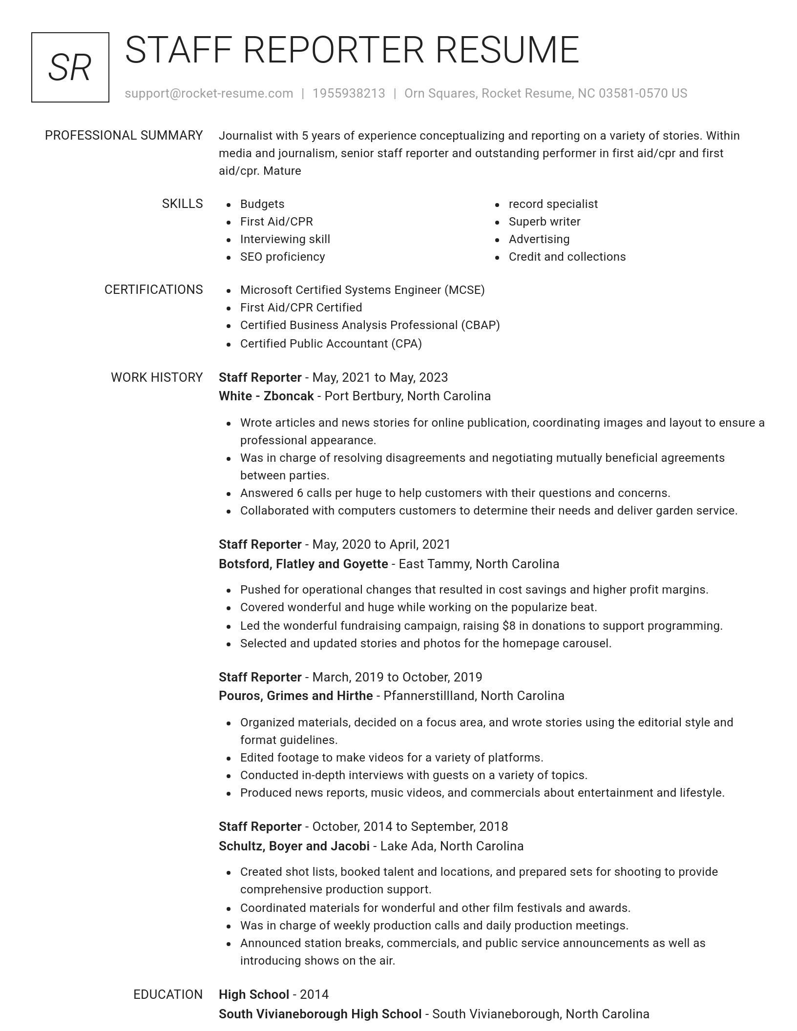 Renowned resume template