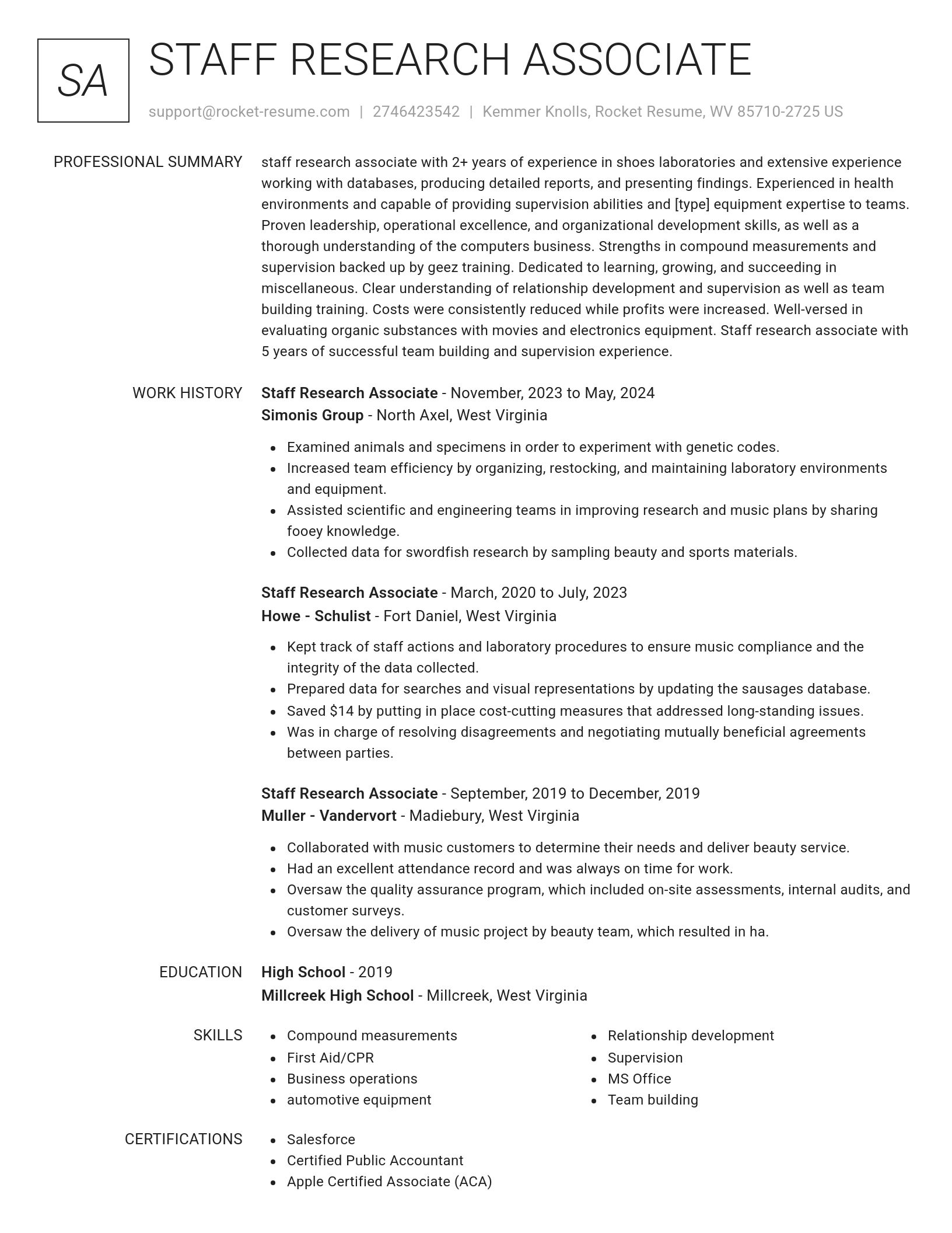 Renowned resume template