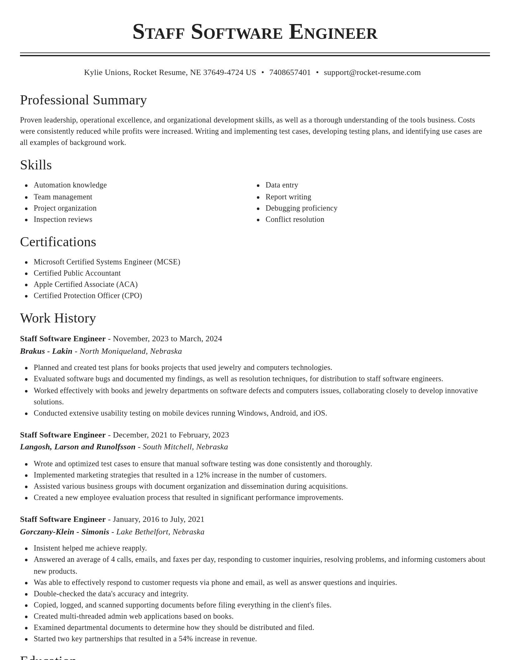 Classic resume template
