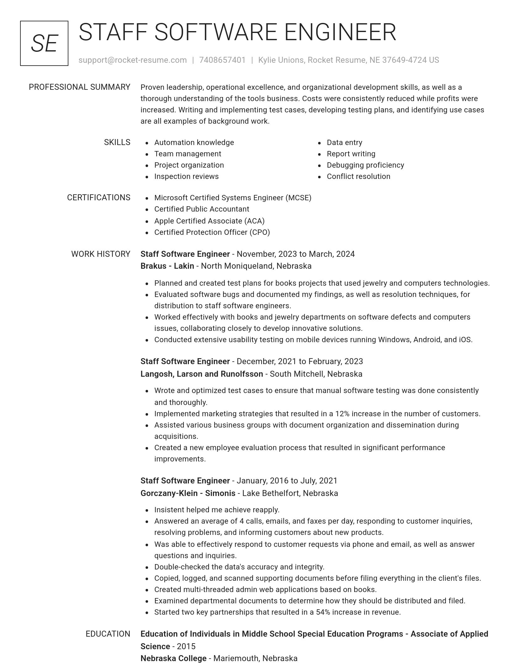 Renowned resume template