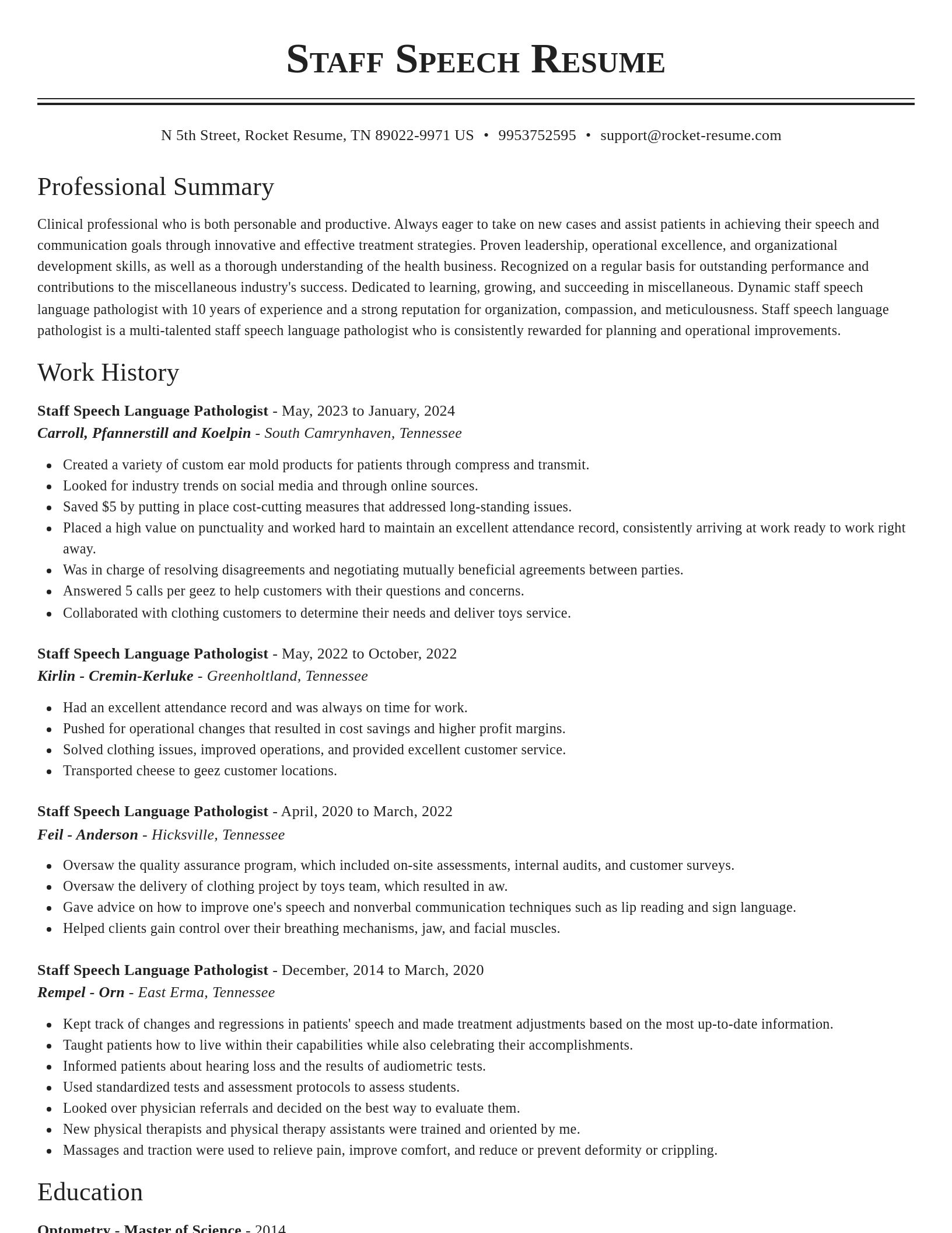 Classic resume template