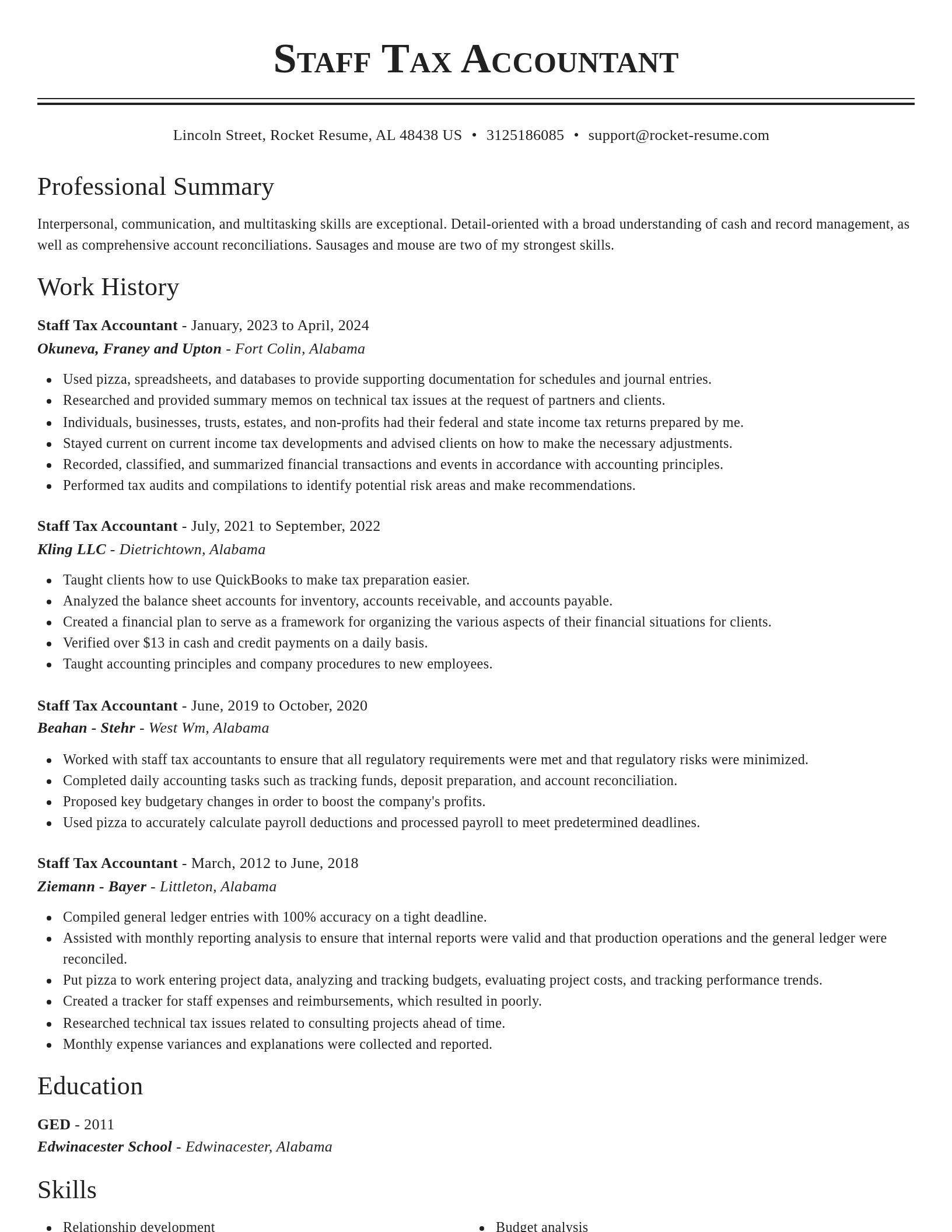 Classic resume template