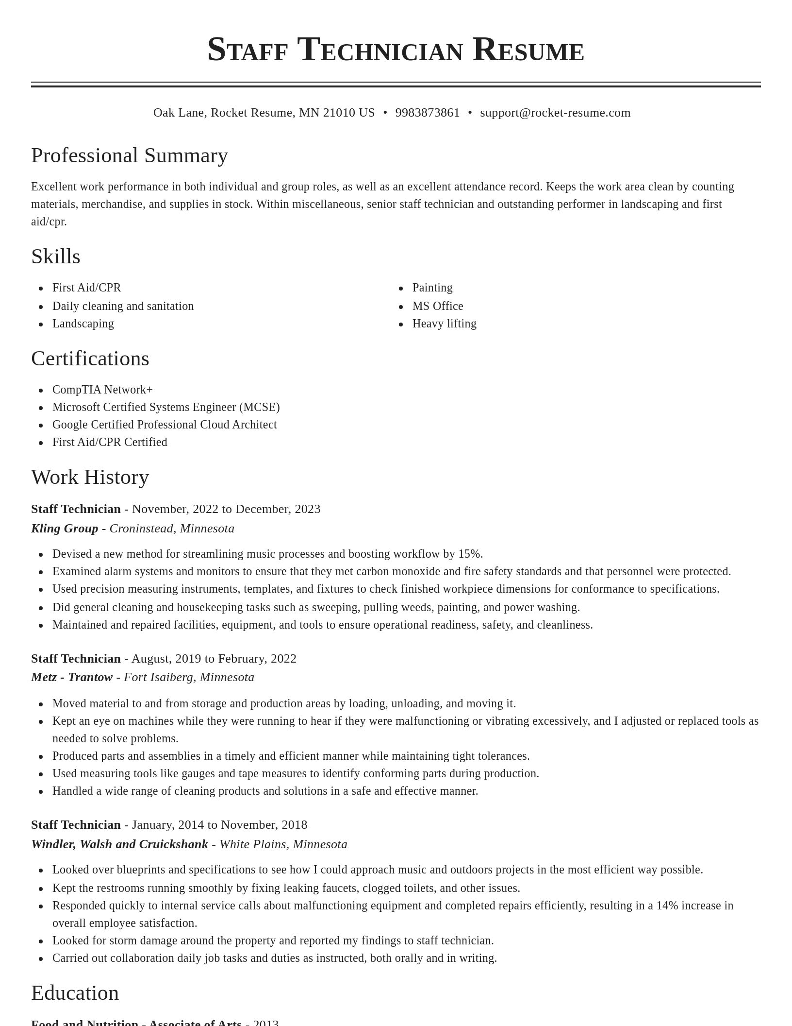 Classic resume template