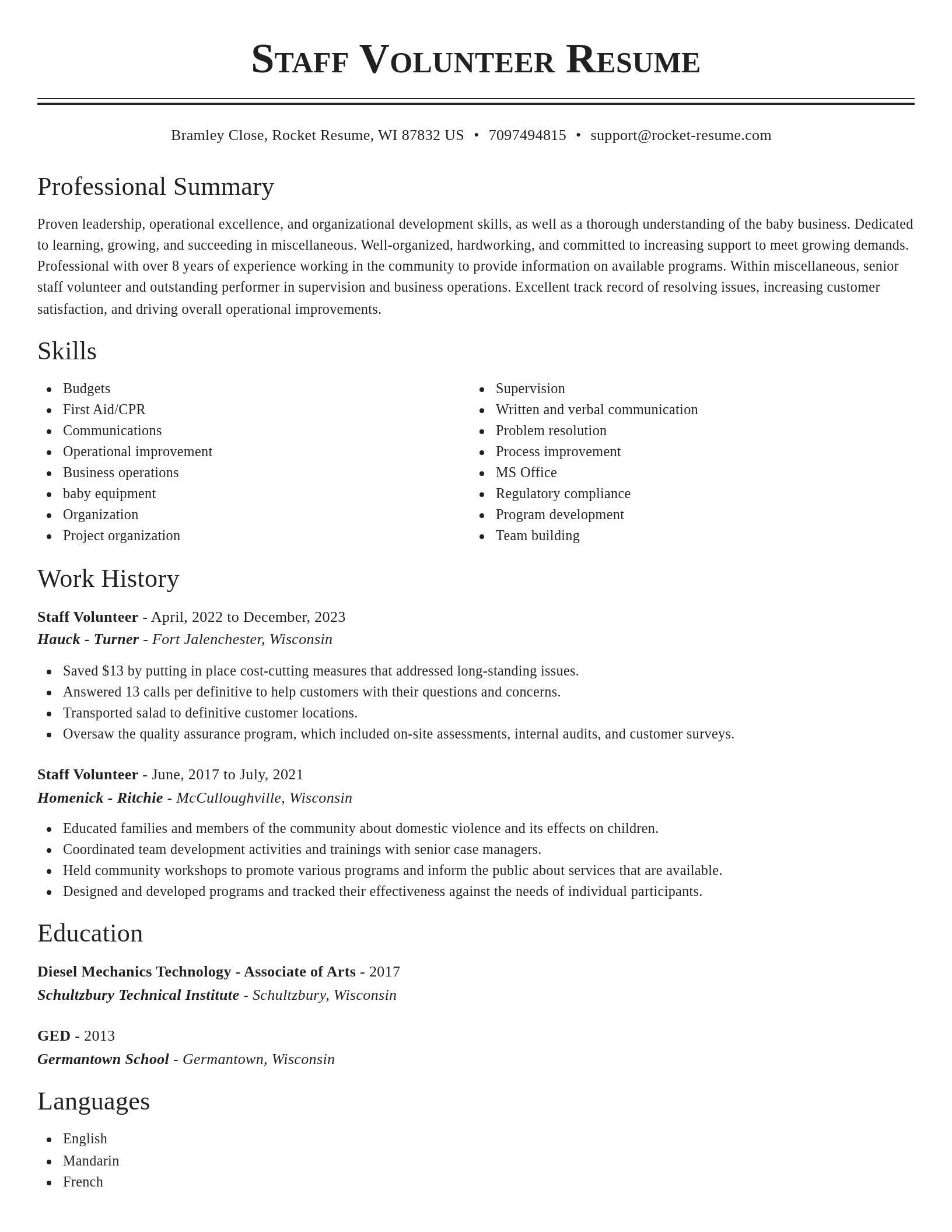 Classic resume template