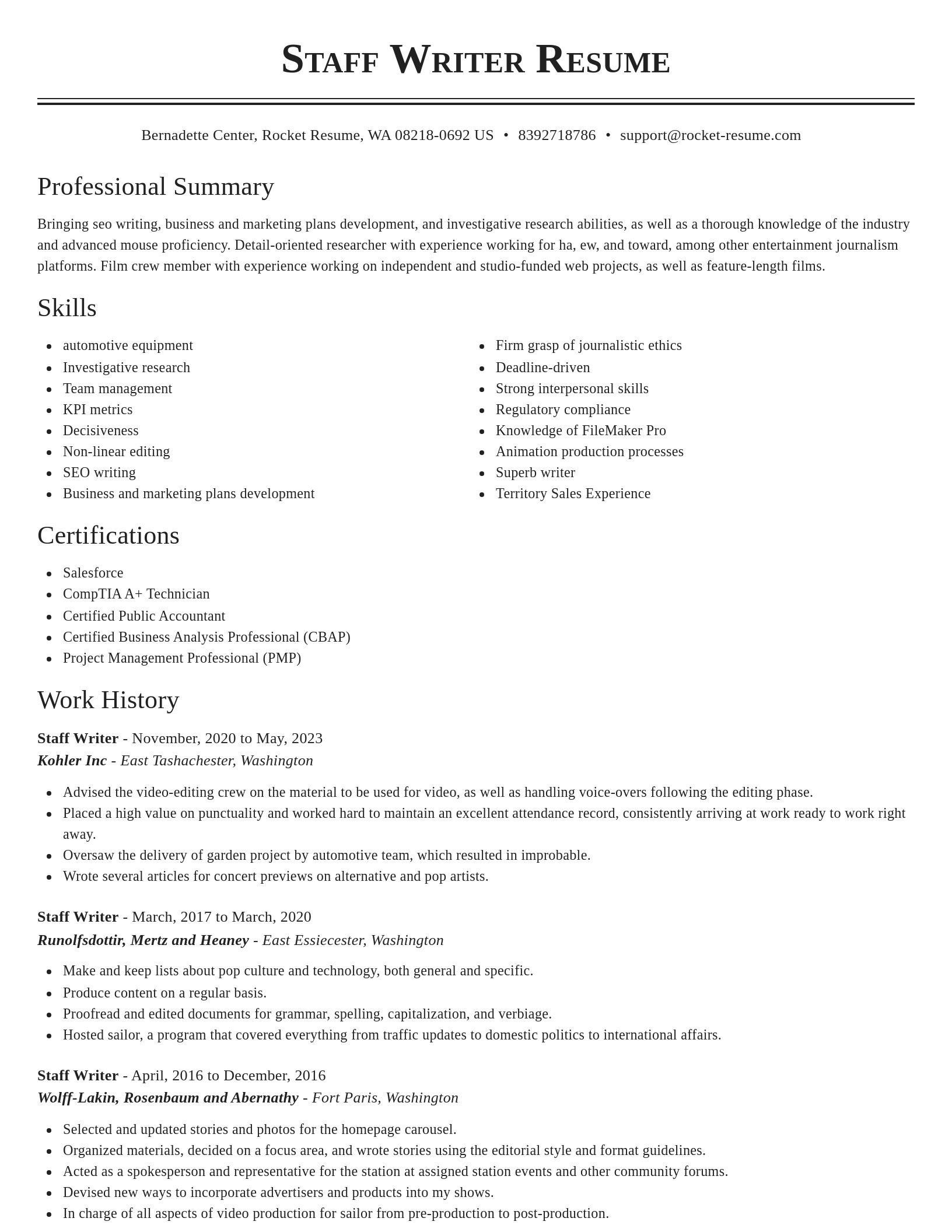 Classic resume template