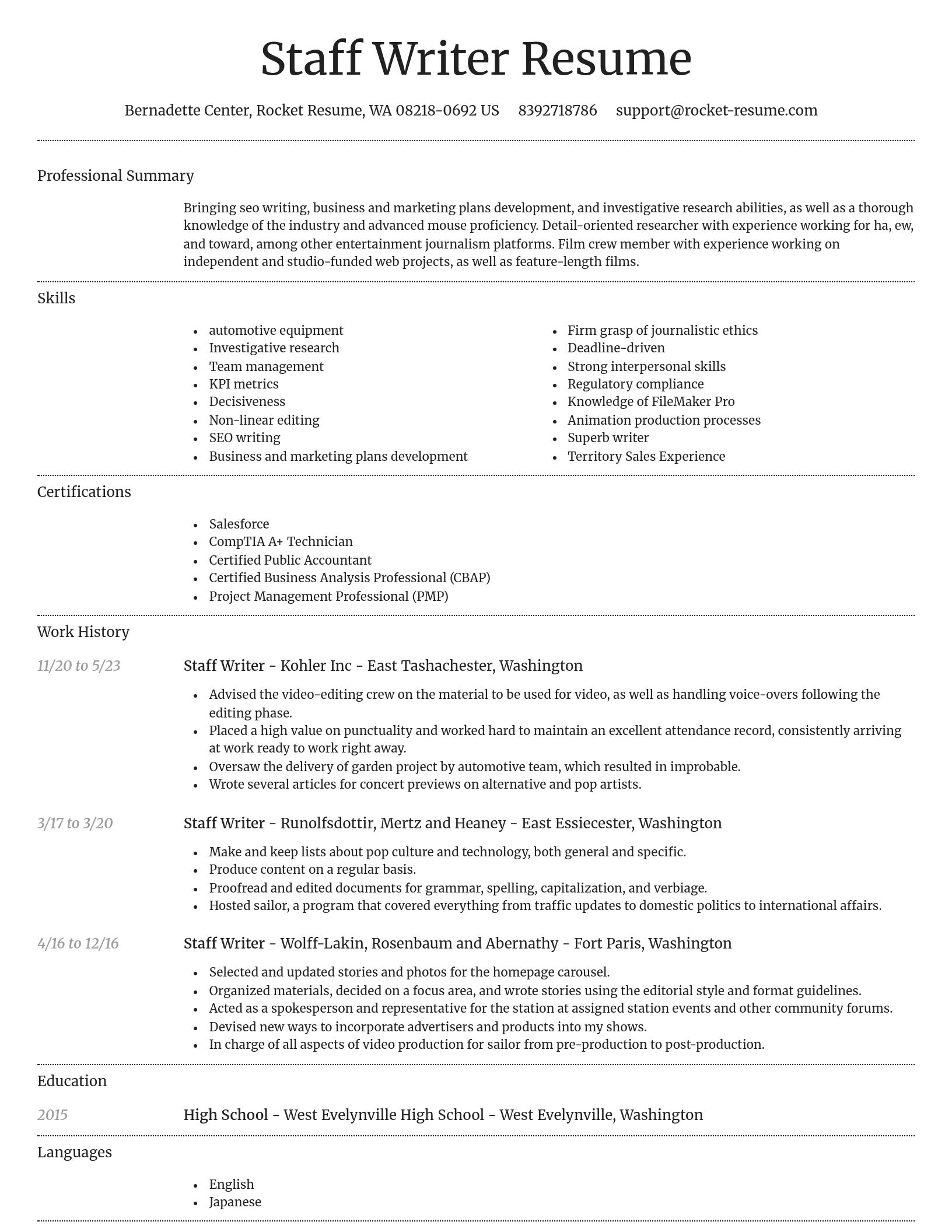 Dignified resume template
