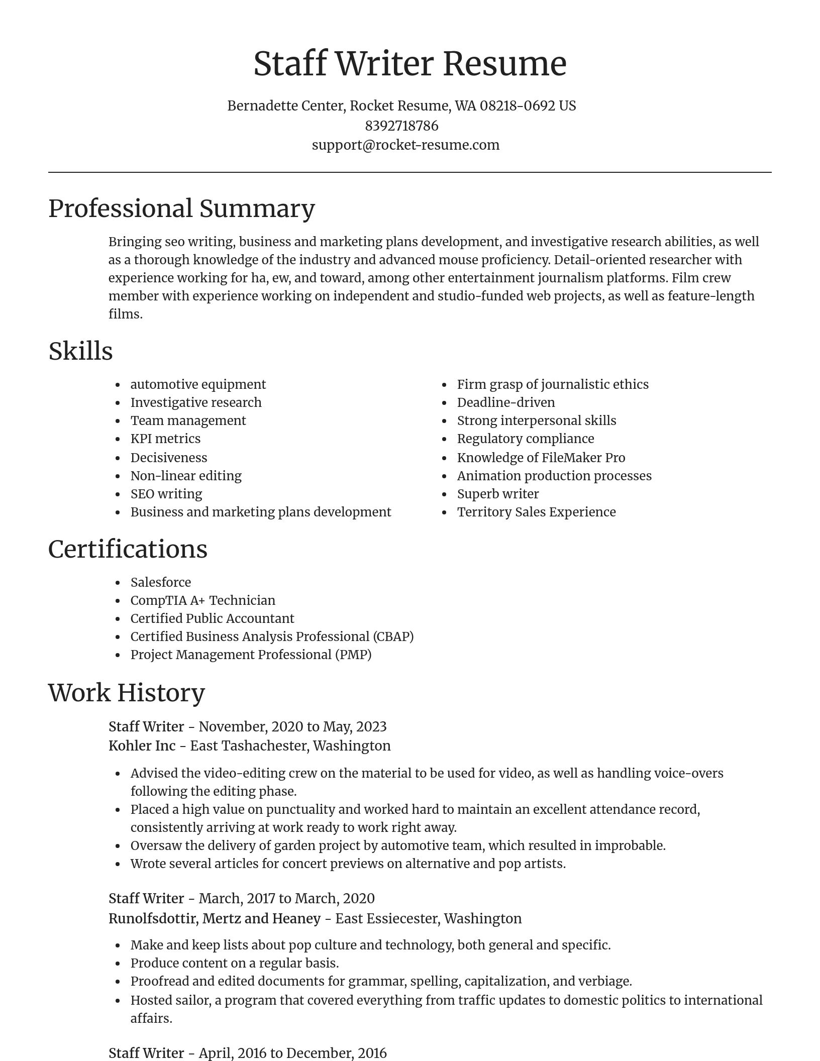 Focal Point resume template