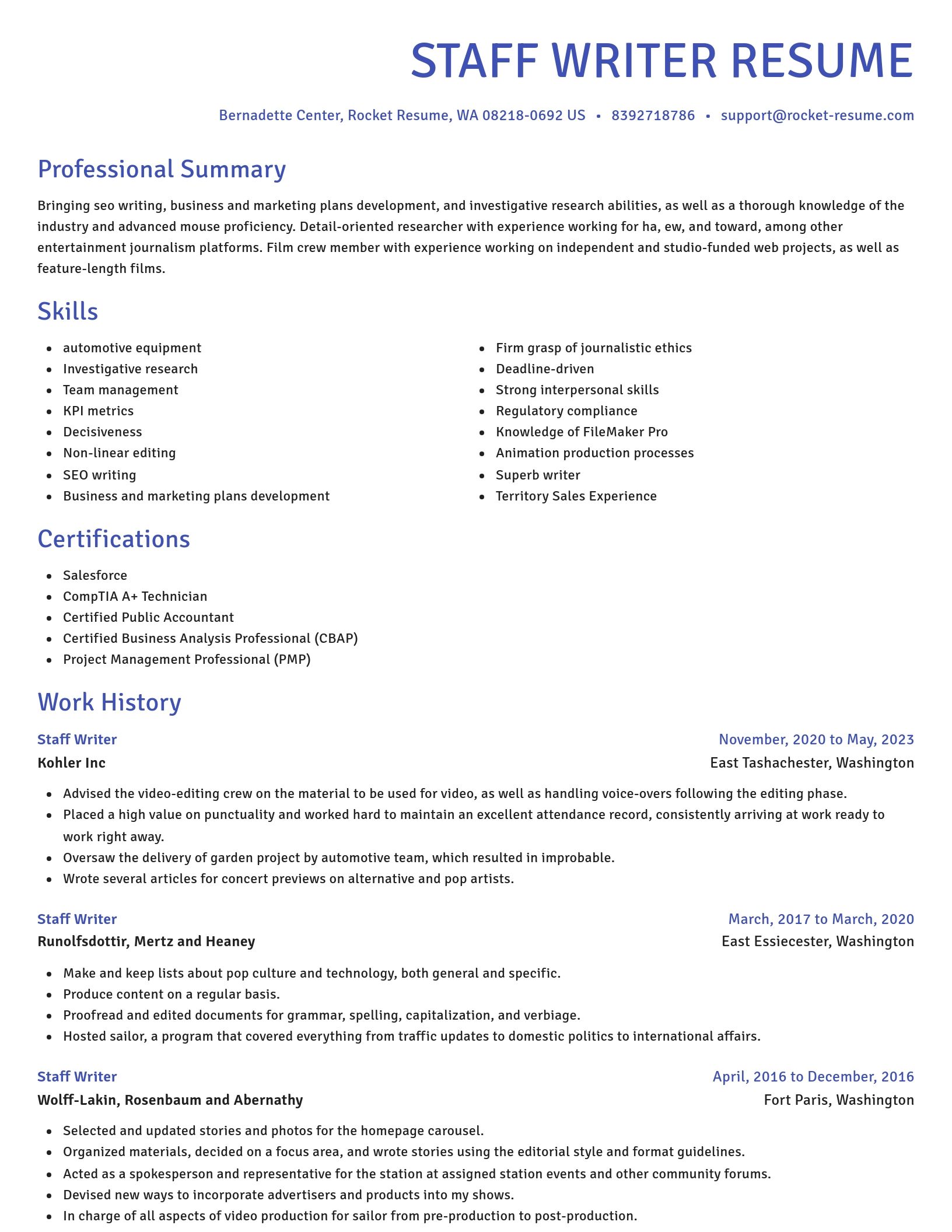Novel resume template