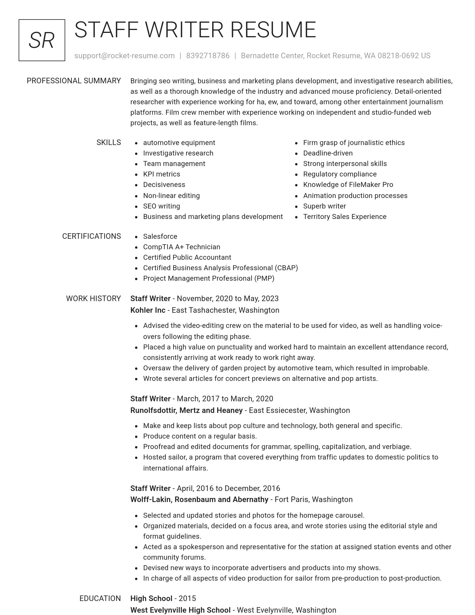 Renowned resume template
