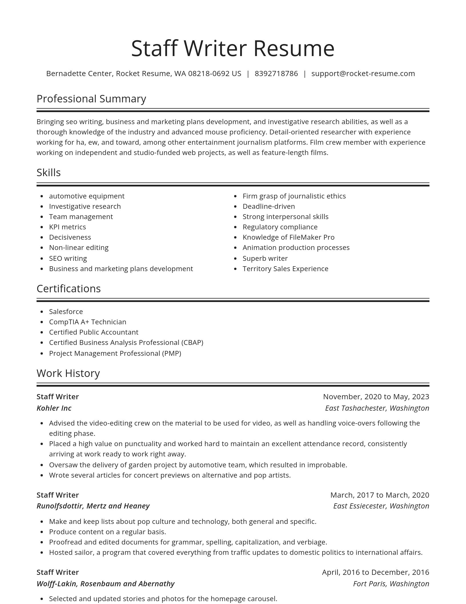 Spotlight resume template