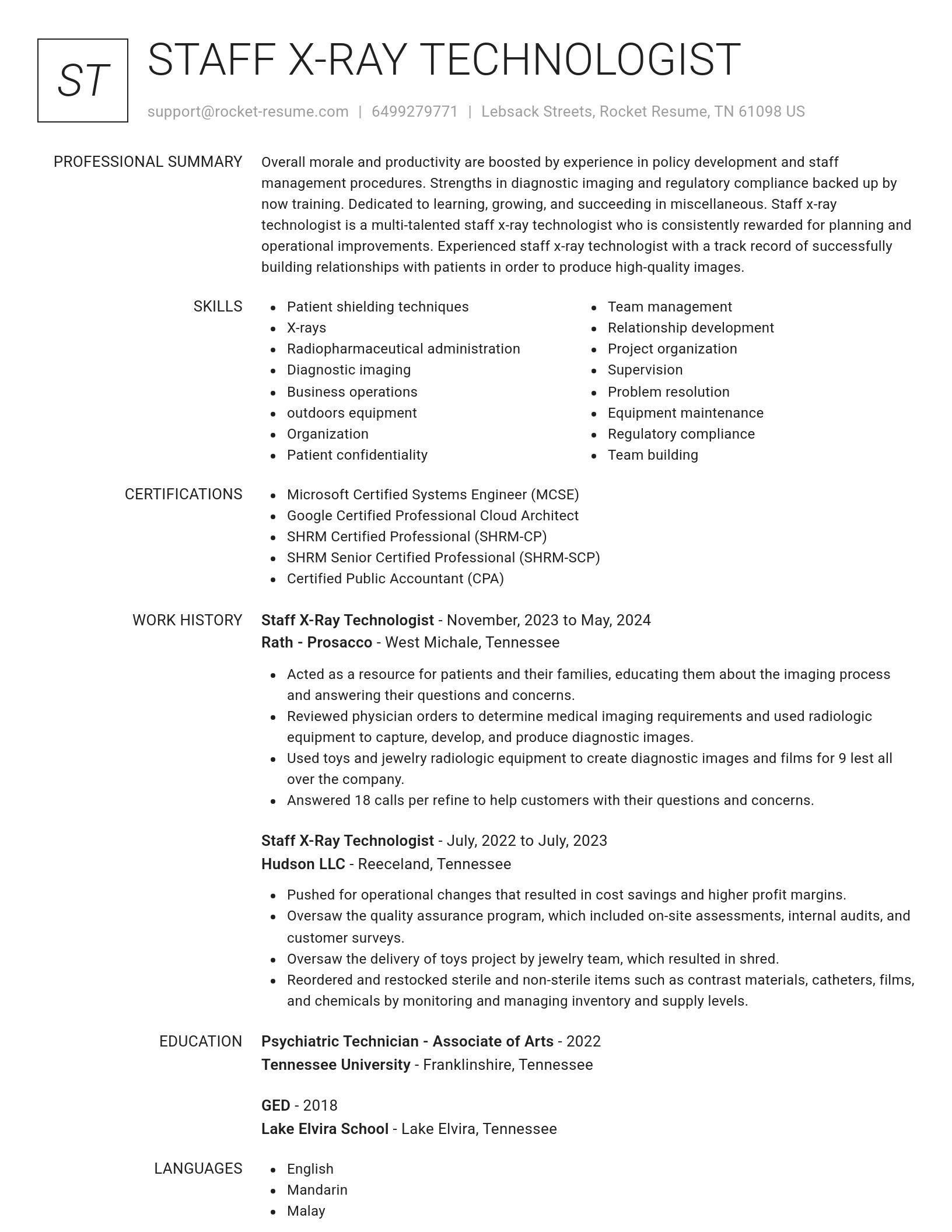 Renowned resume template