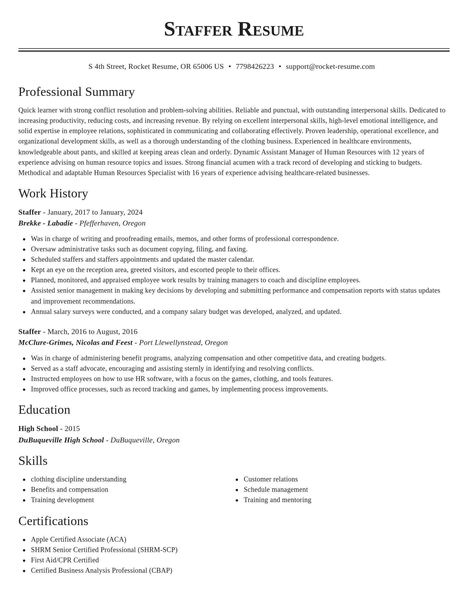 Classic resume template