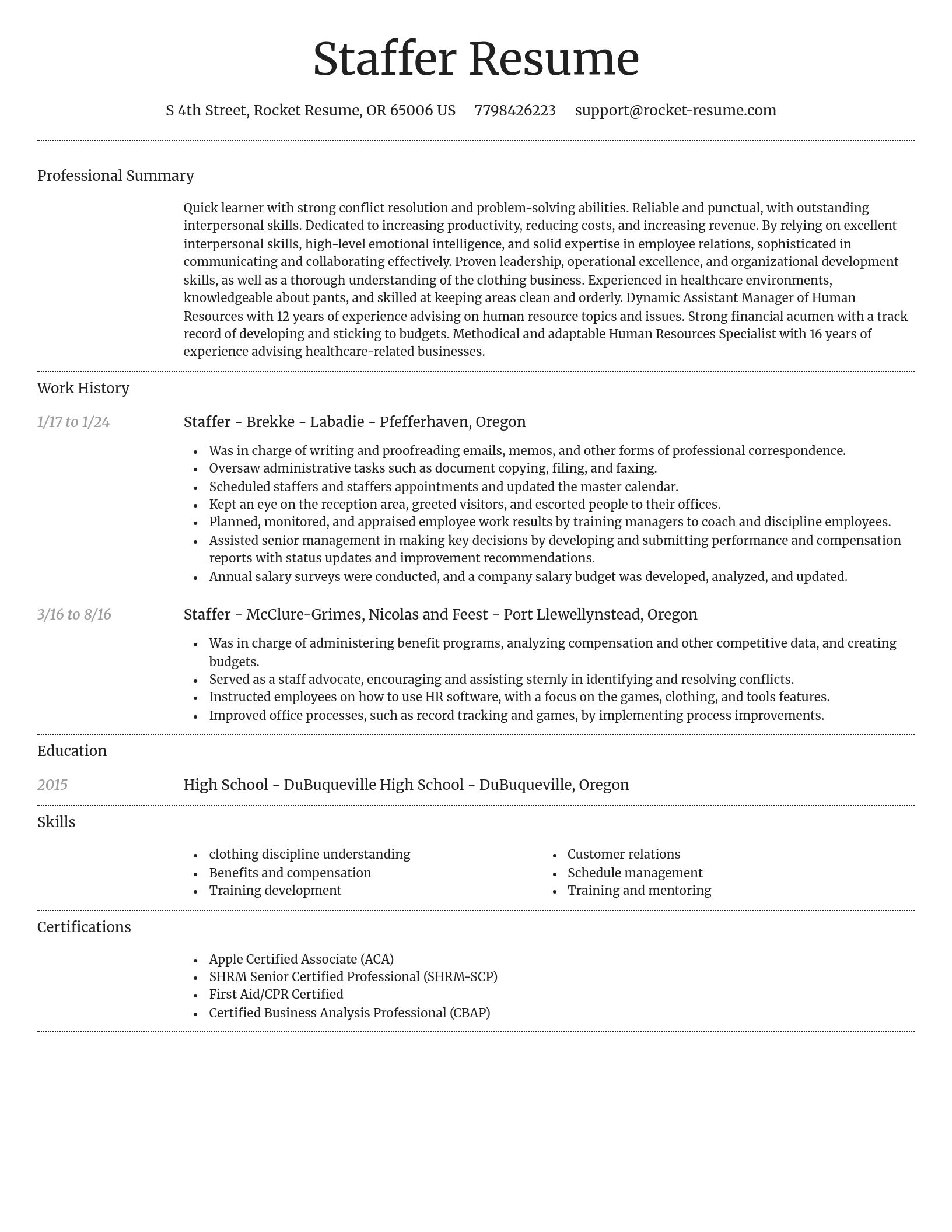 Dignified resume template