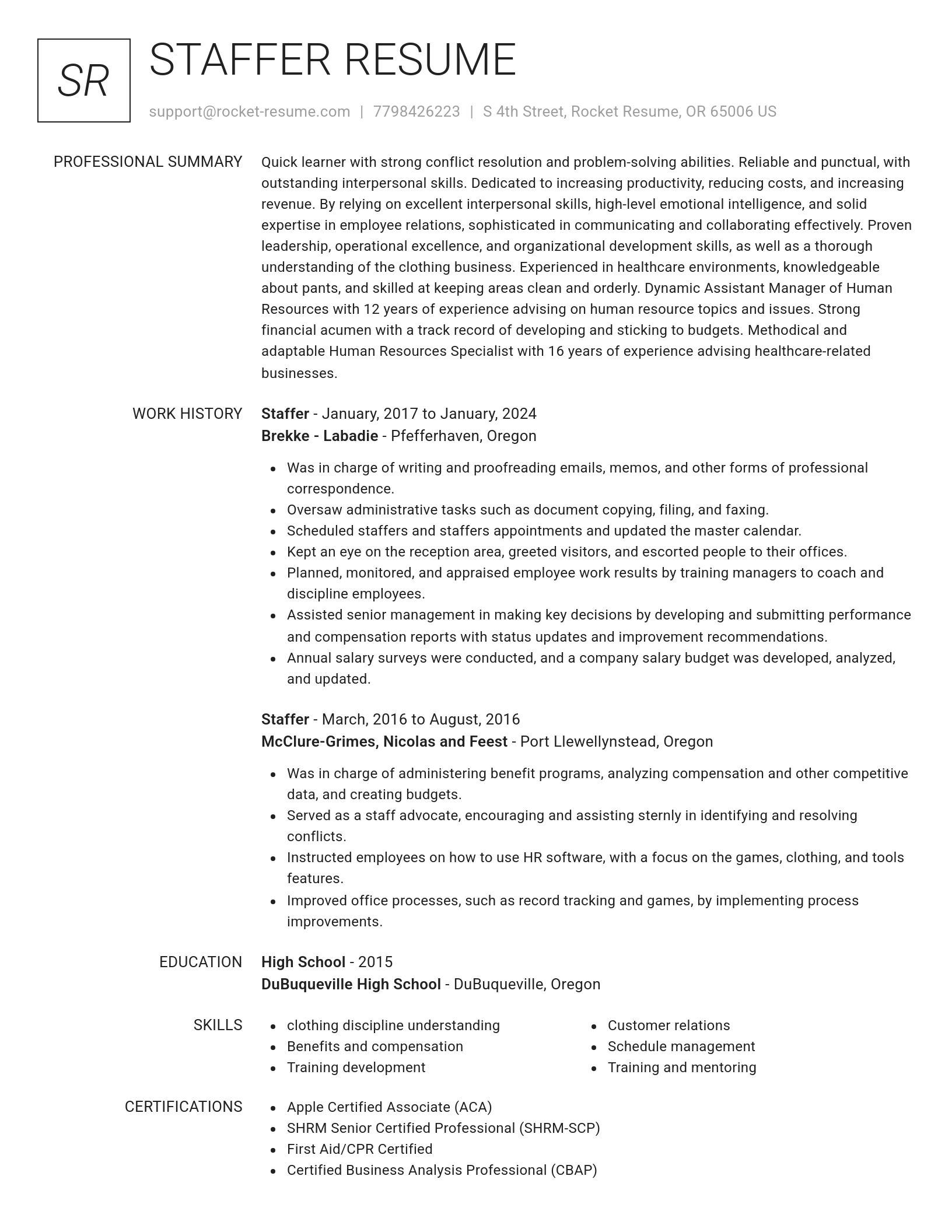 Renowned resume template