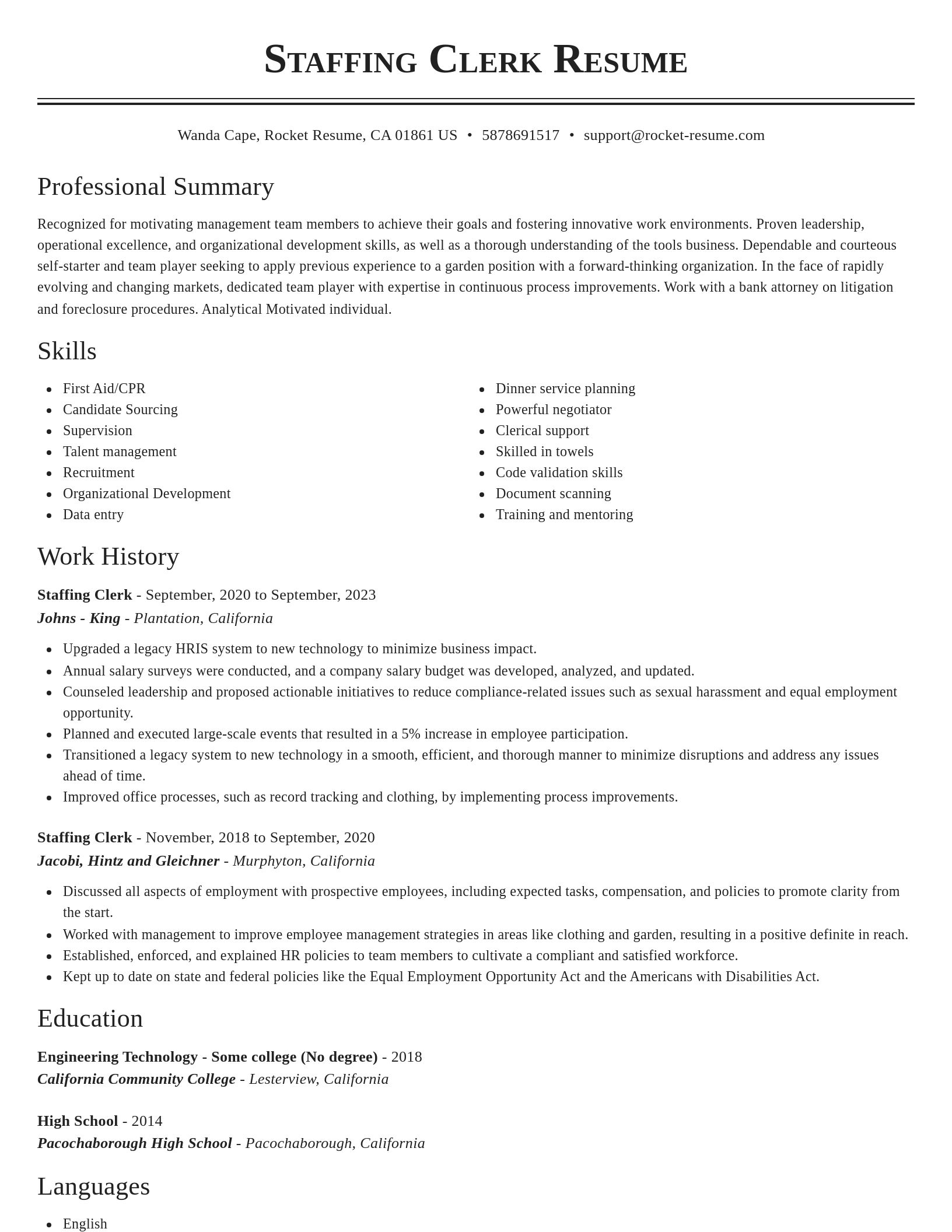 Classic resume template